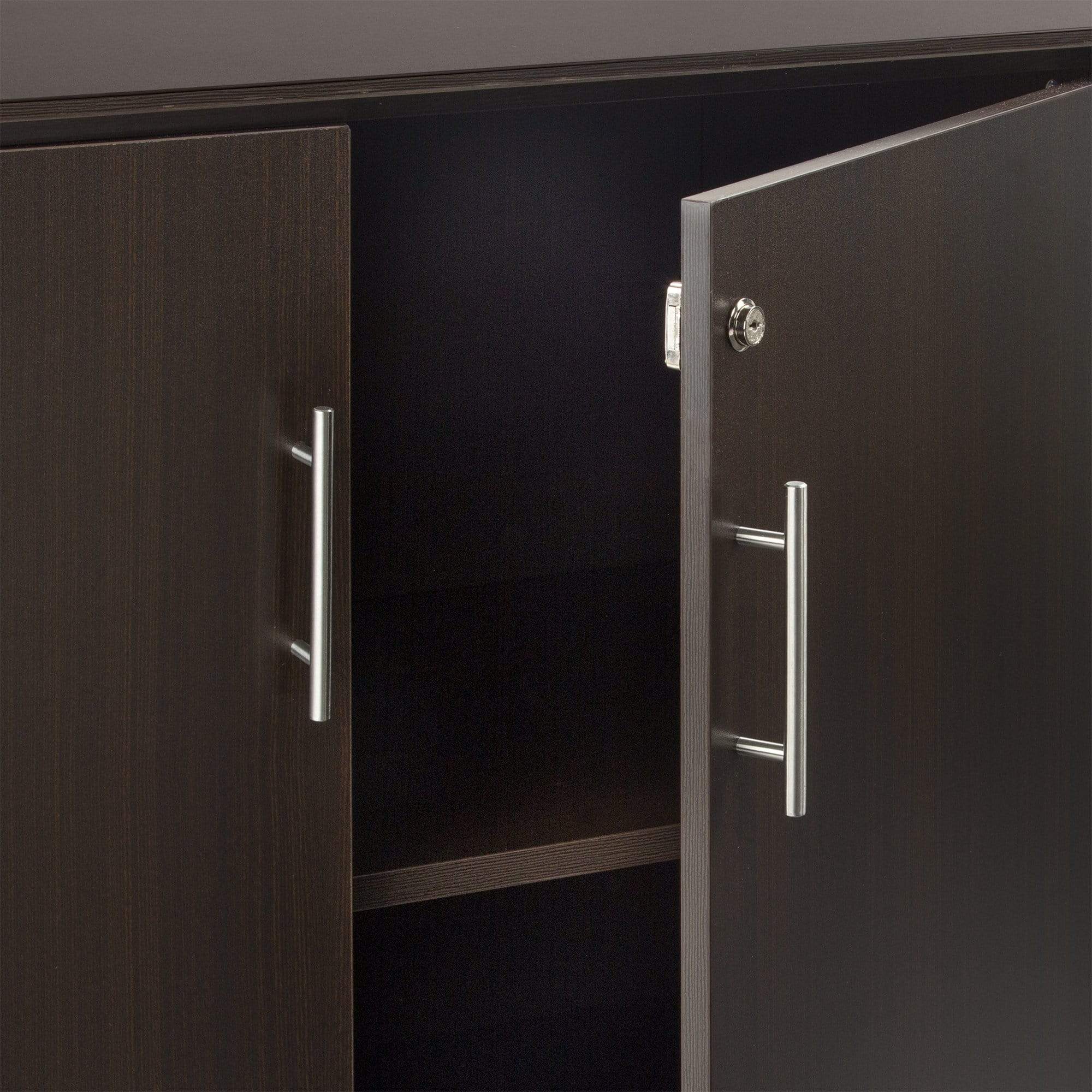 Safco Mayline Medina Low Wall Cabinet with Wood & Glass Doors - MVLC - Perfect for Office Storage, Home Organization & Workspace Decor