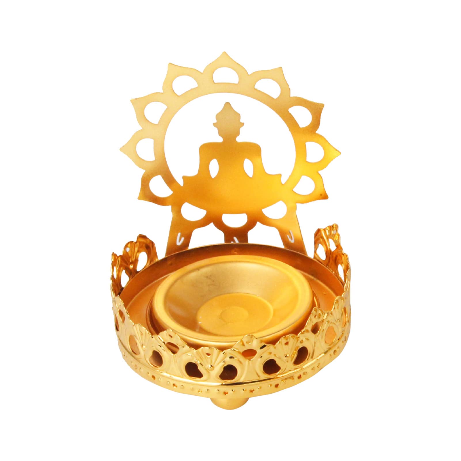 Buddhist Style Hollow Carved Lotus Candle Holder - Non-Slip Meditation Decor, Ghee Lamp Base for Home Altar, Yoga Studio & Spiritual Spaces - Angel3292 Handcrafted Light Ornament