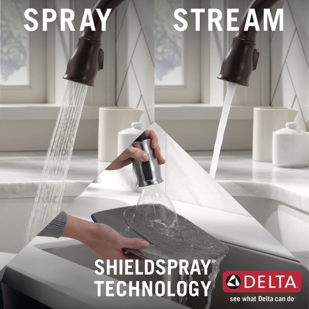 Delta Leland Oil Rubbed Bronze Pull-Down Kitchen Faucet with Magnetic Docking Spray Head - Venetian Bronze 9178-RB-DST for Modern Farmhouse & Industrial Style Kitchens