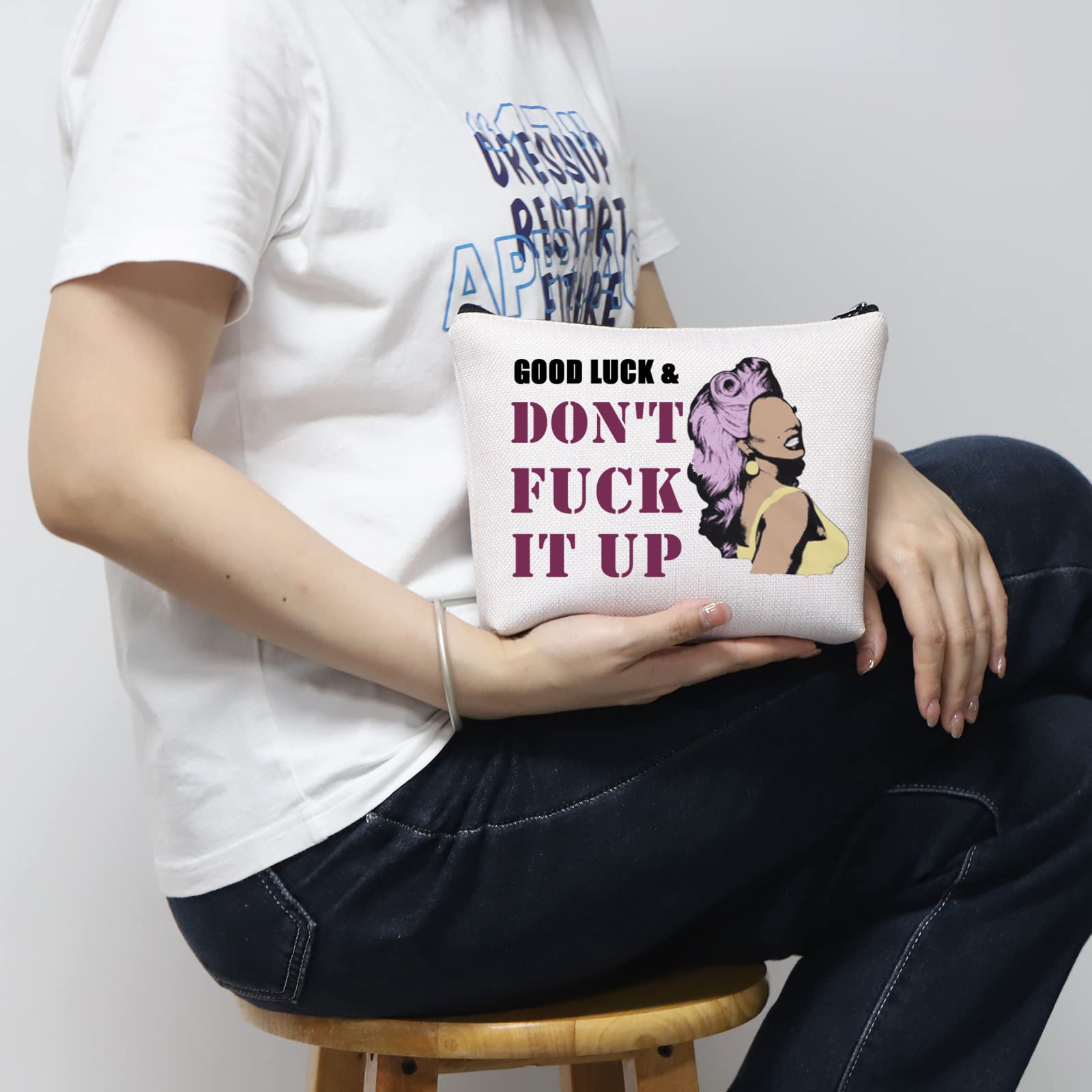Drag Race Themed Cosmetic Bag - Good Luck & Don't F*ck It Up Makeup Pouch for Drag Queen Fans | Perfect for Travel, Makeup Storage & RPDR Gift Giving