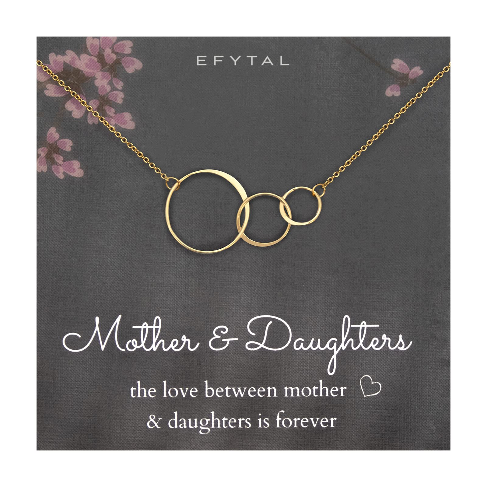 EFYTAL Mother Daughter Necklace - Sterling Silver or Gold Plated Infinity Circle Pendant - Elegant Mom Jewelry Gift for Birthday, Christmas & Special Occasions - Perfect for Mother's Day, Anniversaries & Family Celebrations