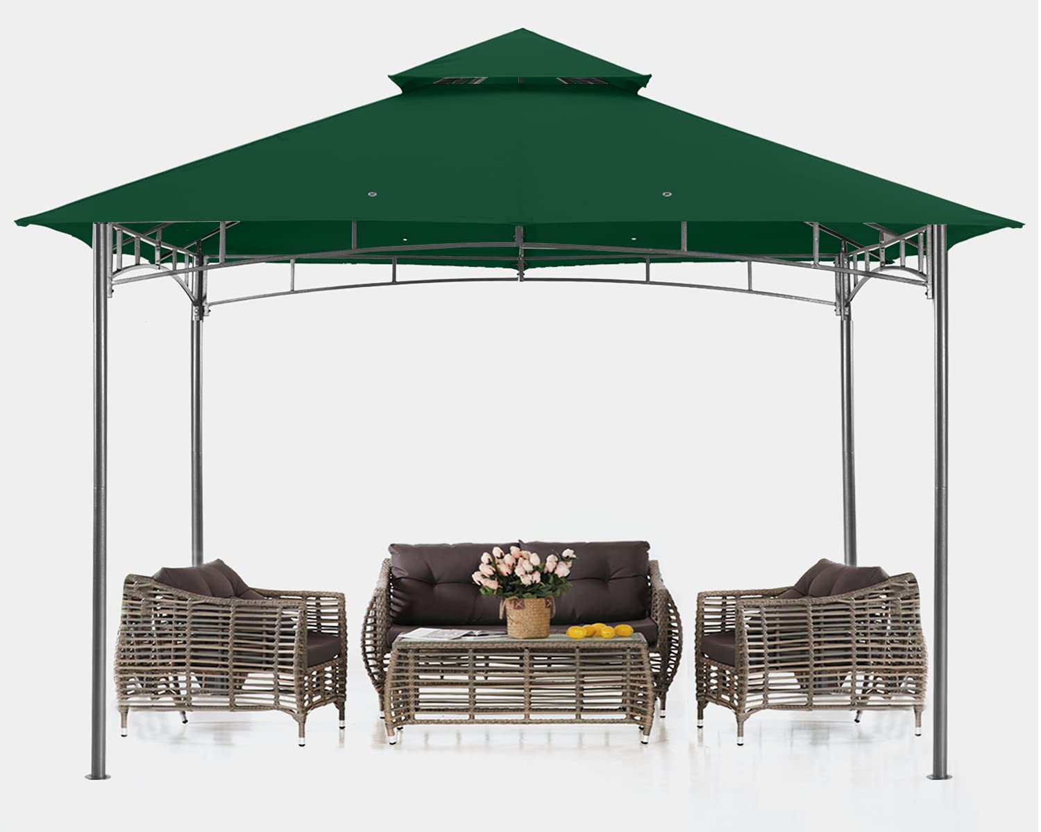 8x8 ABCCANOPY Outdoor Gazebo - Steel Frame Patio Canopy for Backyard, Garden, Deck (Forest Green) | Perfect for Shade, Parties & Relaxing Outdoors