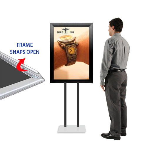 Double Pole Floor Stand 13x19 Sign Holder | 2.5