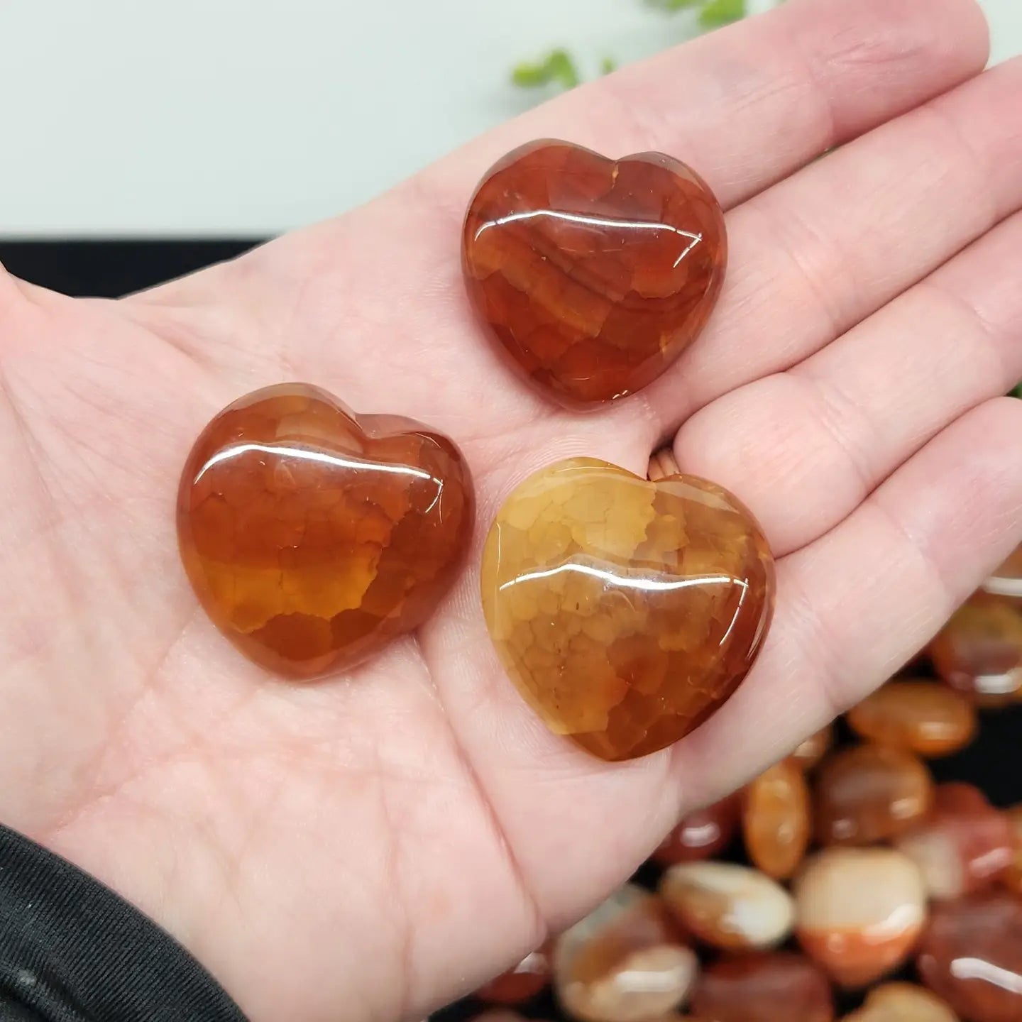 Fire Agate Heart Polished Stone - Natural Gemstone for Jewelry Making, Healing Crystals & Meditation | Perfect for Necklaces, Bracelets & Home Decor
