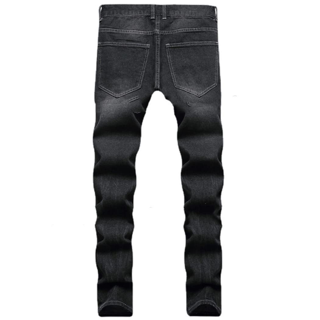 **Men's Black Ripped Jeans Set - Distressed Denim Jacket & Hole Pants for Casual Wear | Summer & Autumn Outfit | Street Style & Everyday Fashion**