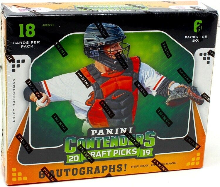 2019 Panini Contenders Draft Picks Baseball Hobby Box - 24 Packs with Autograph & Memorabilia Cards - Collectible Trading Cards for Baseball Fans & Card Collectors - Perfect for Gifts, Investments, and Game Day Trading