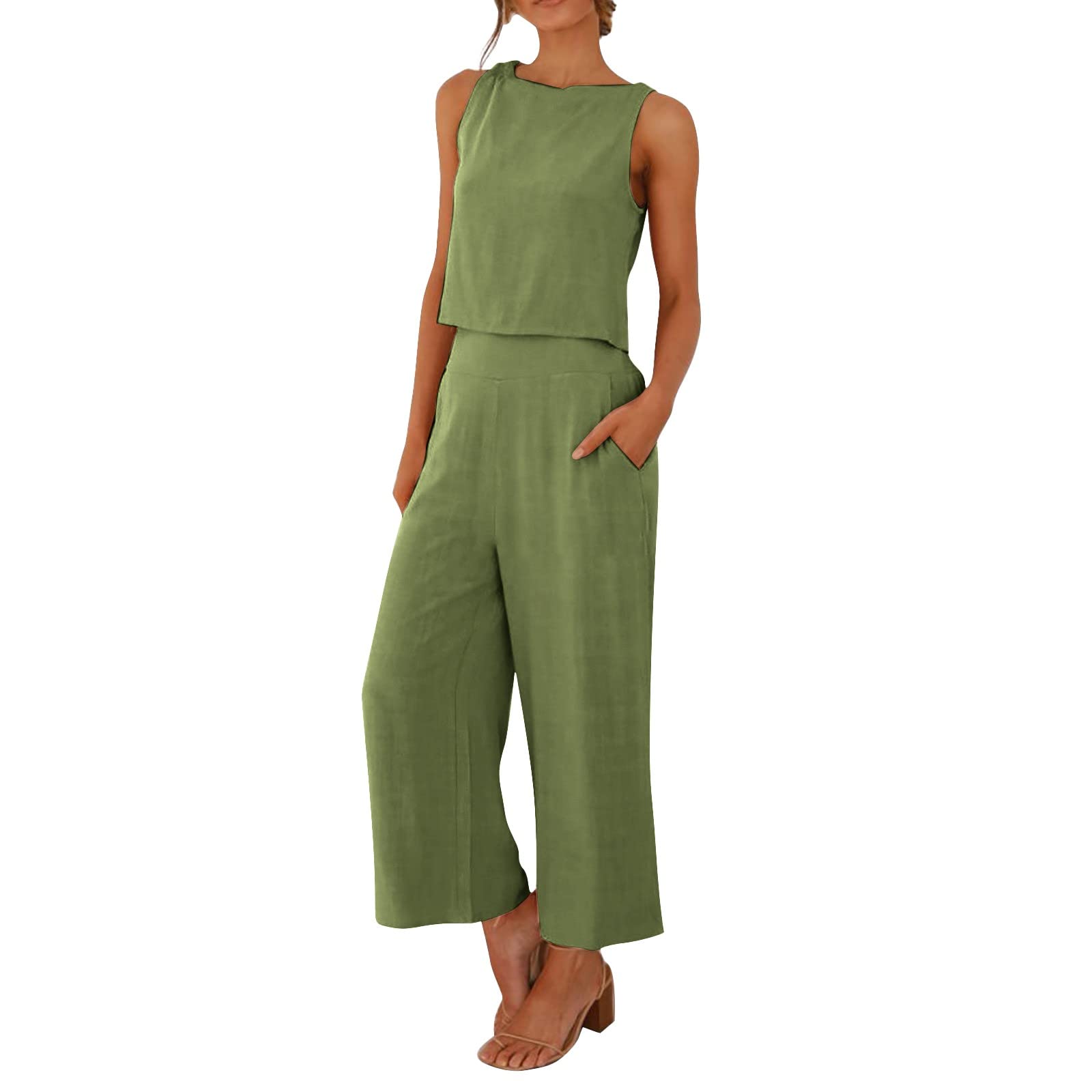 Women's Solid Color Vest and Long Pants Suit Set - Comfortable Two Piece Outfit for Work, Office & Business Casual Wear | Professional Women's Clothing