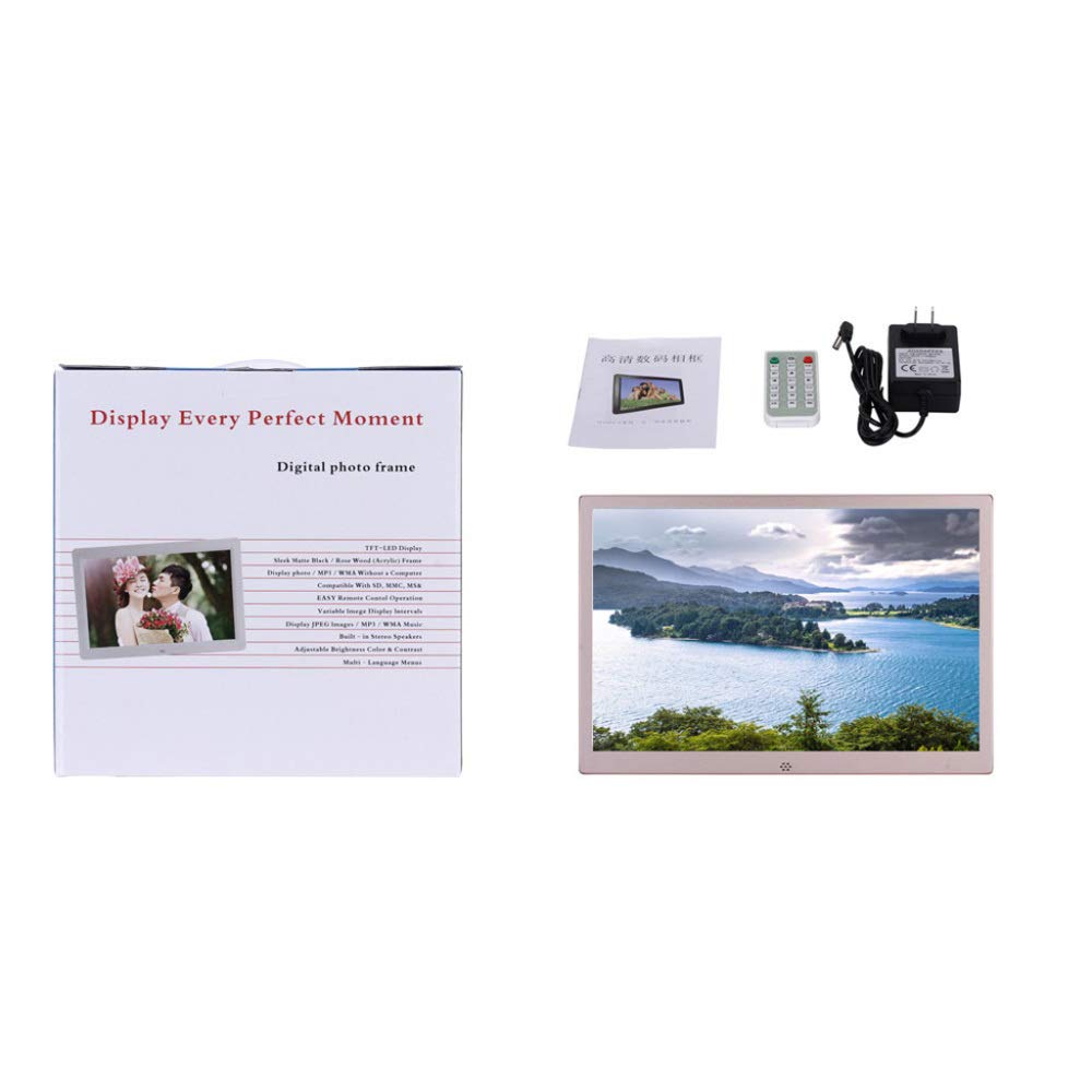13.3 Inch Digital Photo Frame with 1366x768 Full HD IPS Display - Ultra-Thin Smart Digital Picture Frame with Remote Control, Music & Video Playback, Calendar & Alarm - Perfect for Home, Office Decor & Gift Giving