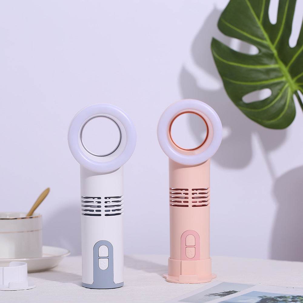 Portable Bladeless USB Fan with LED Light - Quiet Cooling Fan for Office, Home & Travel - USB Powered Desktop Fan for Computer, Bedroom & Outdoor Use