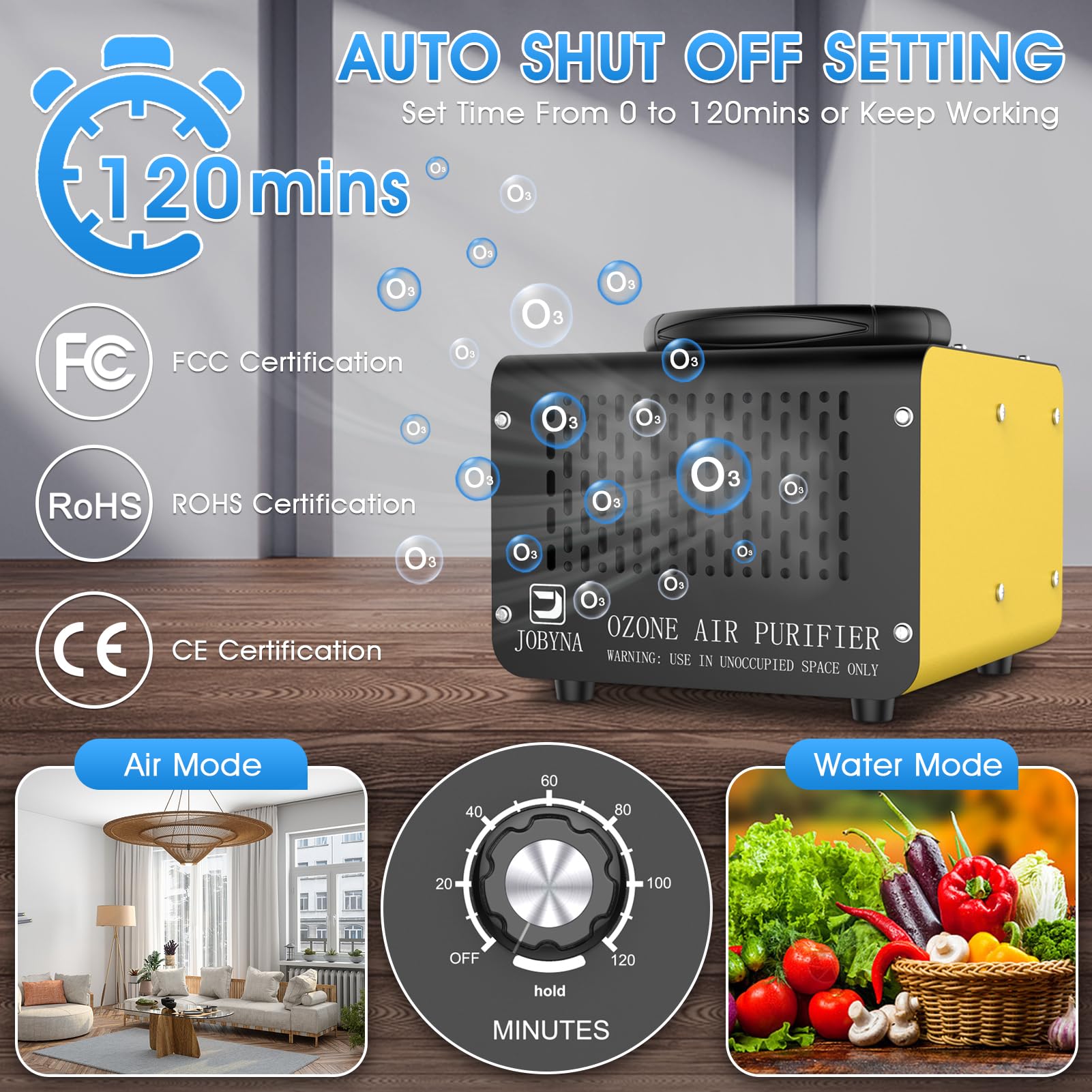 JOBYNA Ozone Generator - 28,000mg/h Air Purifier & 500mg/h Water Purification - High Capacity Ozone Machine for Home, Industrial & Commercial Use - Eliminates Odors in Cars, Houses, Rooms from Smoke & Pets - Perfect for Air Purification, Water Treatment & Odor Removal