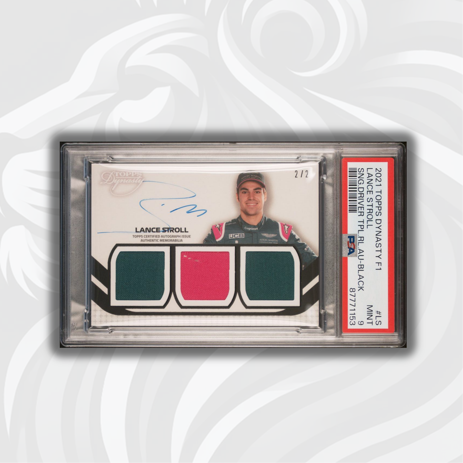 2021 Topps Dynasty Lance Stroll #SDT LS Triple Relic Autograph Patch Card - 2/2 Black - Perfect for F1 Collectors and Racing Memorabilia Displays