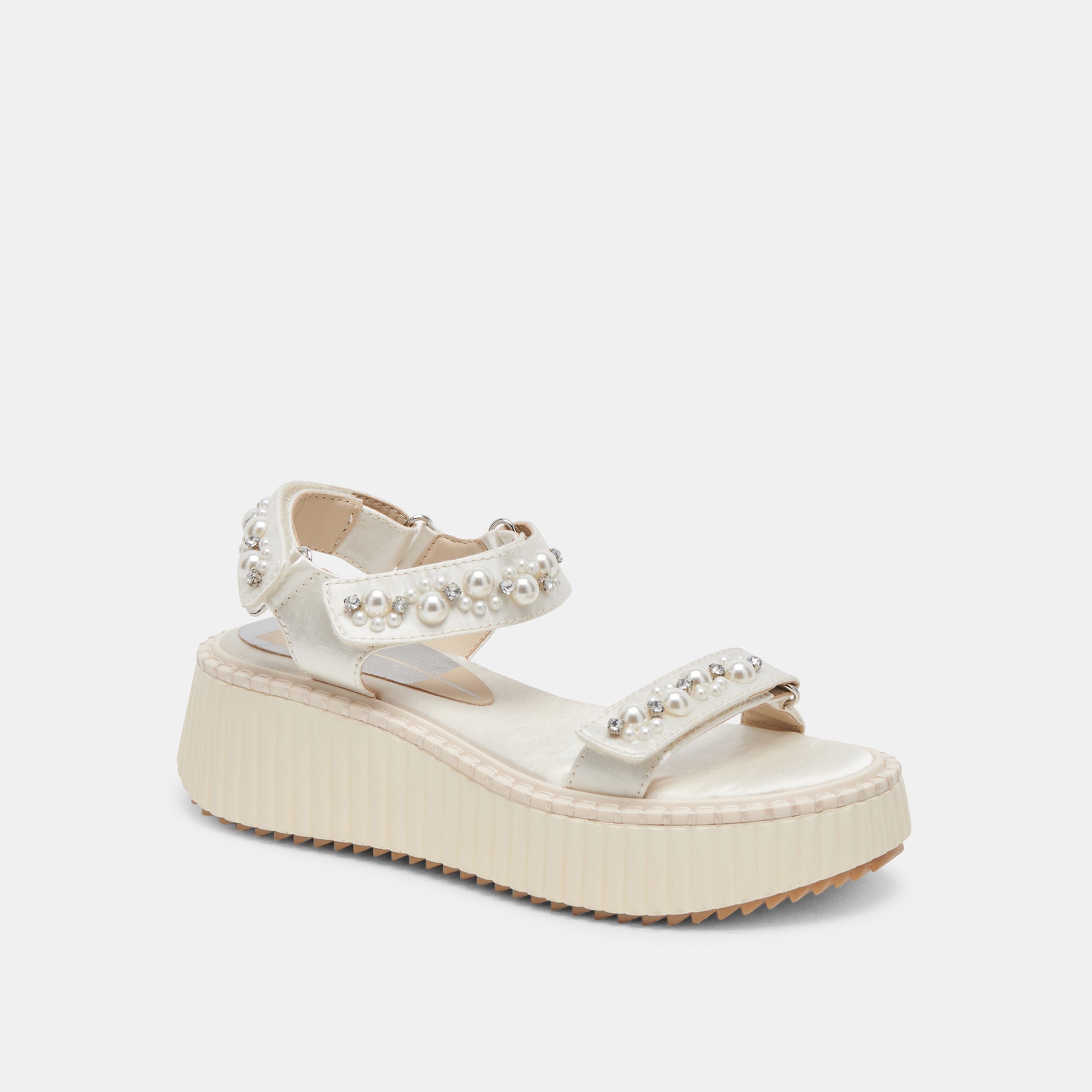 DEBRA PEARL SANDALS Women's Vanilla Pearl Embellished Summer Sandals - Perfect for Beach, Wedding & Casual Outings