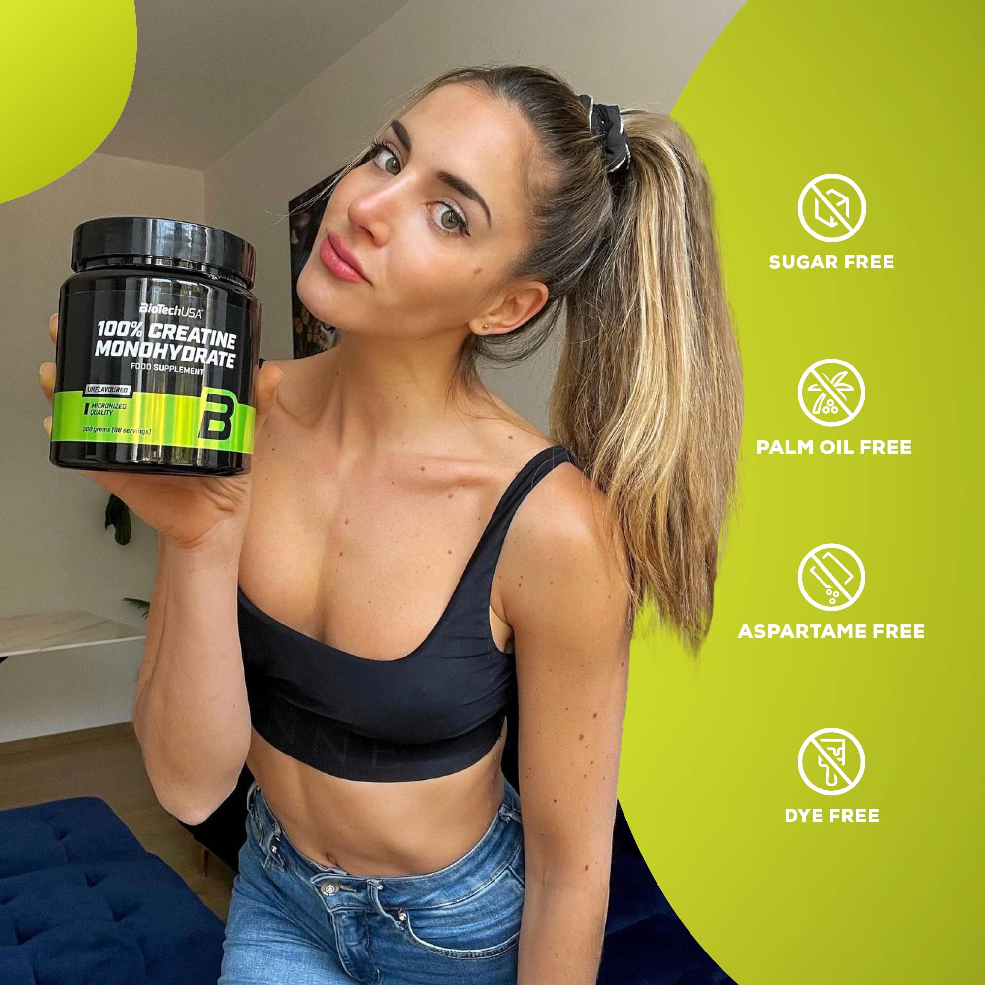 BioTechUSA 100% Pure Creatine Monohydrate Powder - 300g Unflavored Supplement for Muscle Growth & Strength | Pre-Workout & Post-Workout Recovery | Gym & Fitness Enthusiasts