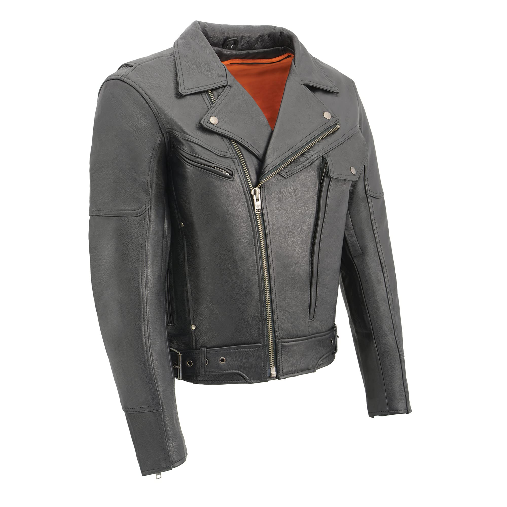 Milwaukee Leather Motorcycle Jacket with Dual Side Gun Pockets - Heavy Duty Utility Biker Jacket for Men - Riding, Hunting & Outdoor Adventures
