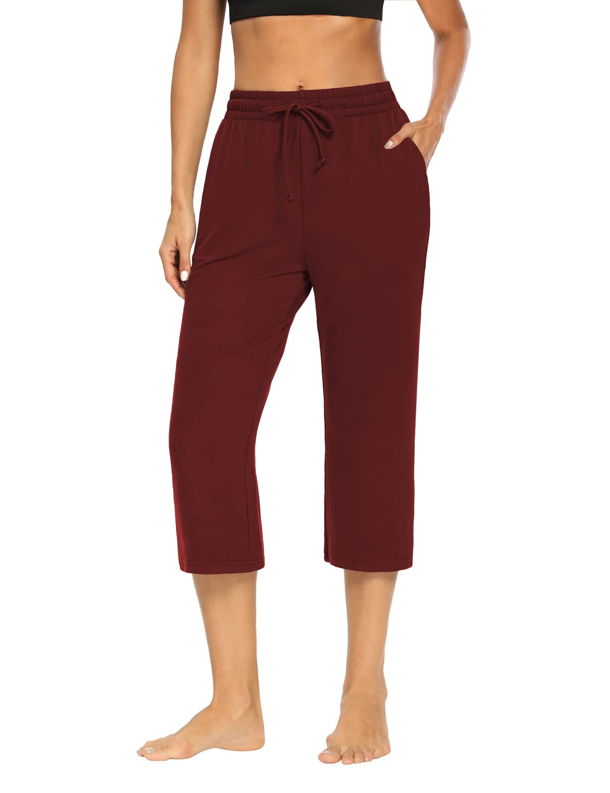 NOAHELLA Women's Capri Yoga Pants with Drawstring - Comfortable Crop Joggers & Lounge Sweatpants for Women - Stretchy Workout Pants with Pockets - Perfect for Yoga, Running, Gym & Relaxing at Home