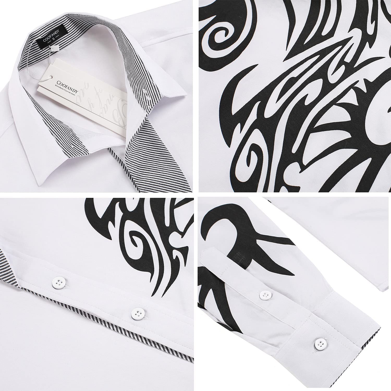 COOFANDY Men's Stylish Printed Button Down Dress Shirt - Long Sleeve Casual Business Shirt for Office, Party & Date Night | Comfortable & Fashionable Men's Work Shirt