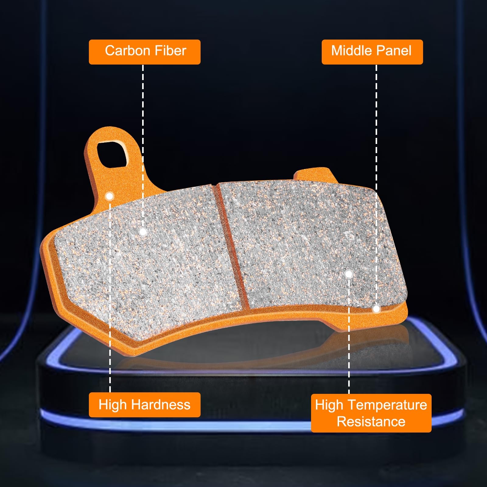 High Performance Carbon Fiber Brake Pads Front & Rear for Kawasaki KAF 820 KAF 1000 (2015-2018) - FA165F FA135F FA686R - Enhanced Stopping Power for Street & Track Racing