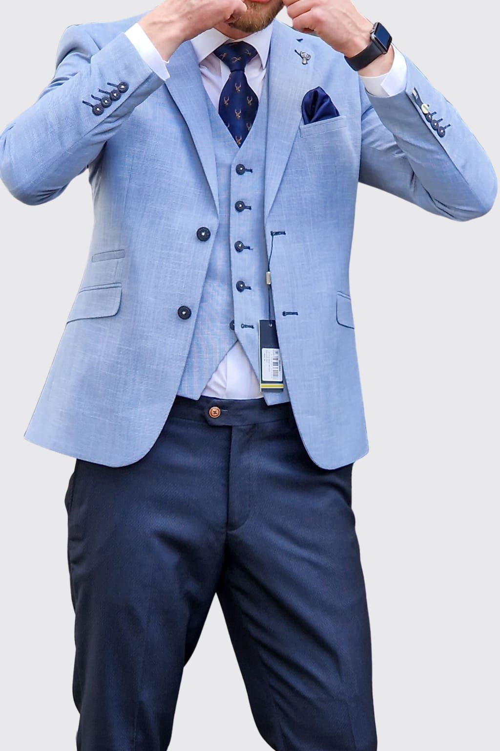 Cavani Miami Men's Sky Blue Waistcoat Vest | Slim Fit Formal Waistcoat for Weddings, Parties & Business Events | Premium Light Blue Menswear