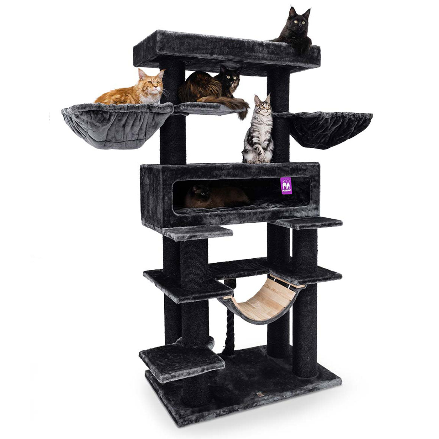 Lucky Rebels Lookout 198cm Cat Tree - Large Multi-Level Cat Tower with Scratching Posts & Perches for Indoor Cats | Perfect for Play, Rest & Climbing in Home or Apartment