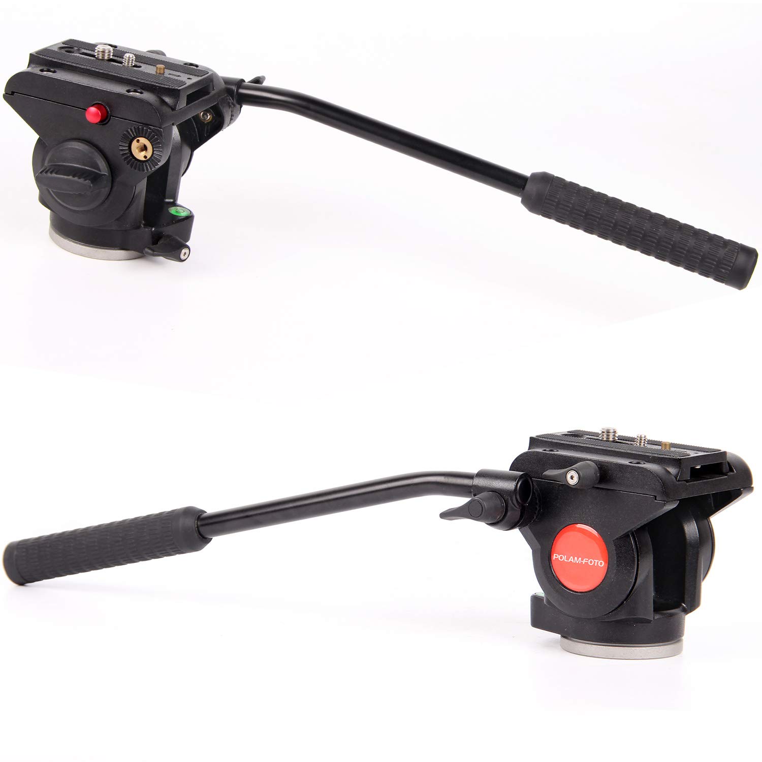 Professional POLAM-FOTO Tripod Fluid Drag Pan Head with 1/4 & 3/8 Inch Screws & Sliding Plate - Compatible with DSLR Cameras & Camcorders - Perfect for Video Shooting, Photography & Live Streaming
