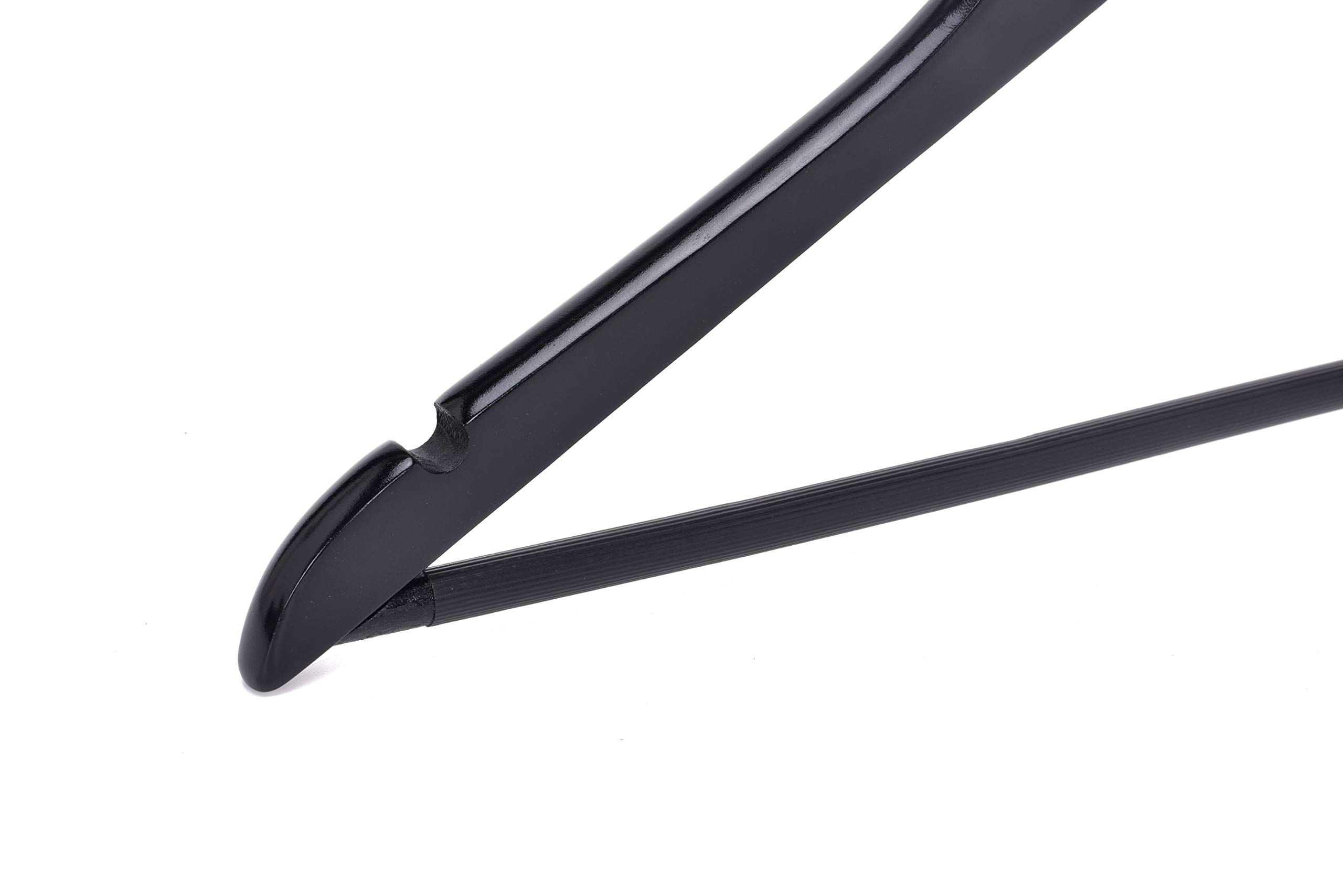 Premium Black Wooden Clothes Hangers Set - 10 Heavy Duty Curved Hangers with Chrome Hooks for Wardrobe Organization | Ideal for Closet, Laundry Room & Travel Packing