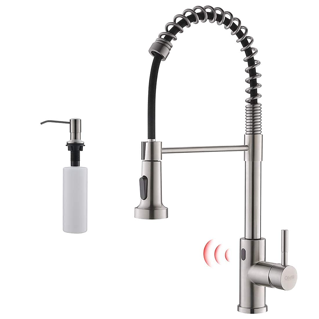 GIMILI Touchless Spring Kitchen Faucet with Soap Dispenser - Brushed Nickel Finish, Hands-Free Sensor Faucet for Modern Kitchens | Perfect for Cooking, Washing Dishes & Hygienic Food Prep
