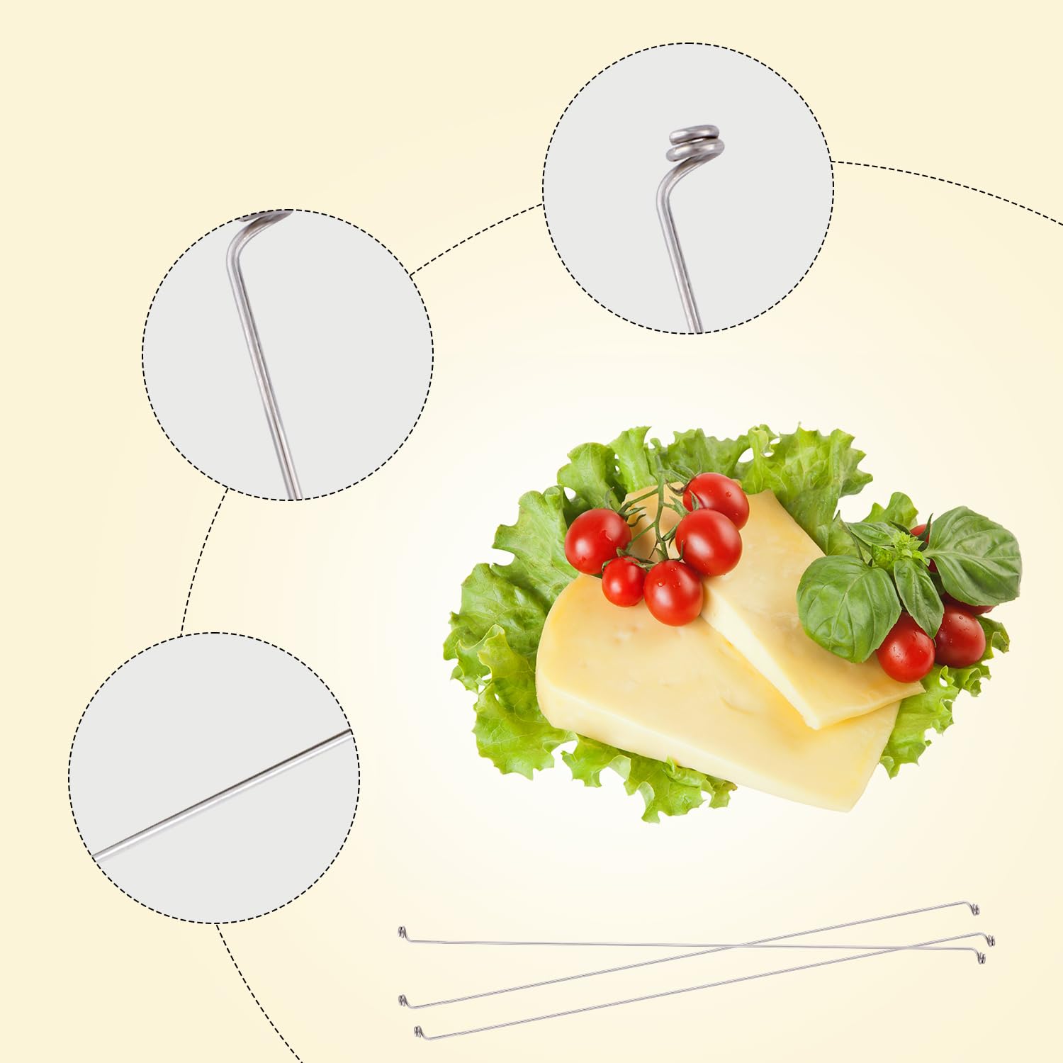 10-Pack 5.5 Inch Stainless Steel Cheese Slicer Replacement Wires - Professional Cheese Cutter Strings for Soft Cheeses, Pâtés, Mozzarella - Perfect for Home Kitchens & Deli Shops