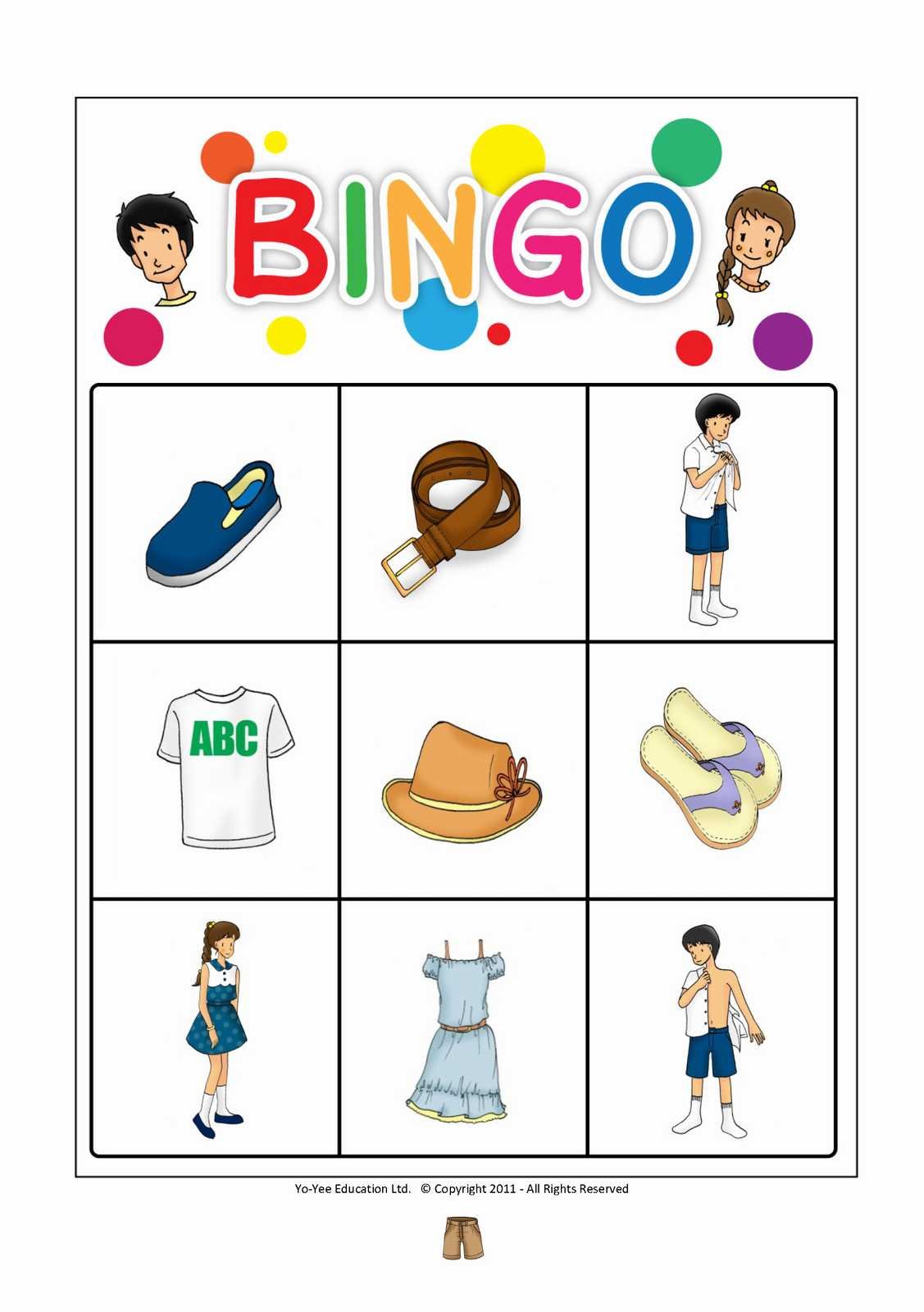 English Clothes Vocabulary Flash Cards with Matching Bingo Game - Educational Picture Cards Set for Toddlers, Kids & Adults (5.83×8.27in/DIN A5) - Perfect for ESL Learning, Homeschooling & Classroom Activities