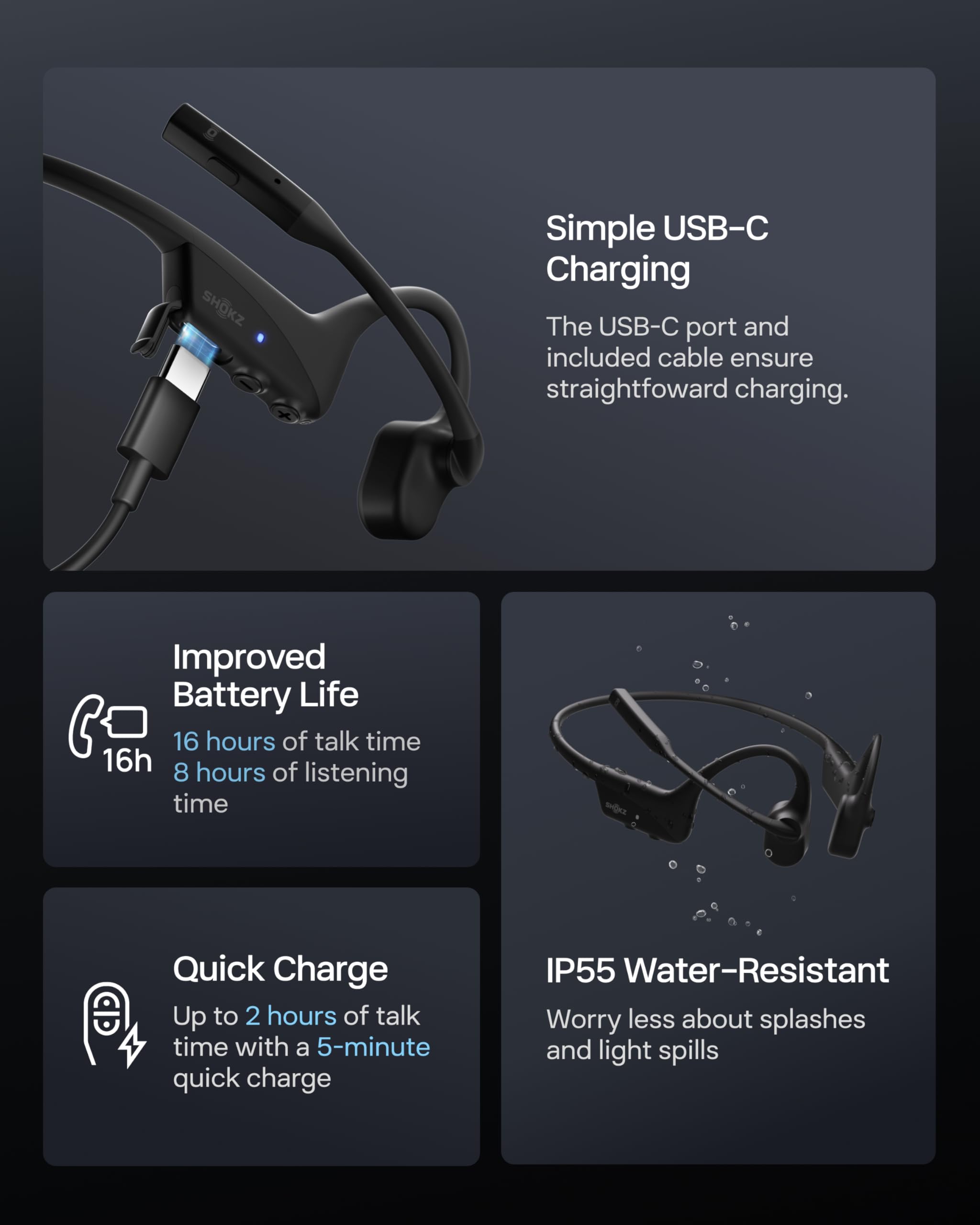 OpenComm2 UC 2025 Upgrade - Open-Ear Wireless Computer Headset with Boom Mic, Bone Conduction Bluetooth Stereo Headphones, USB-C Dongle for PC & Mac (Zoom Certified - C120 UC) - Perfect for Remote Work, Video Conferencing & Online Gaming