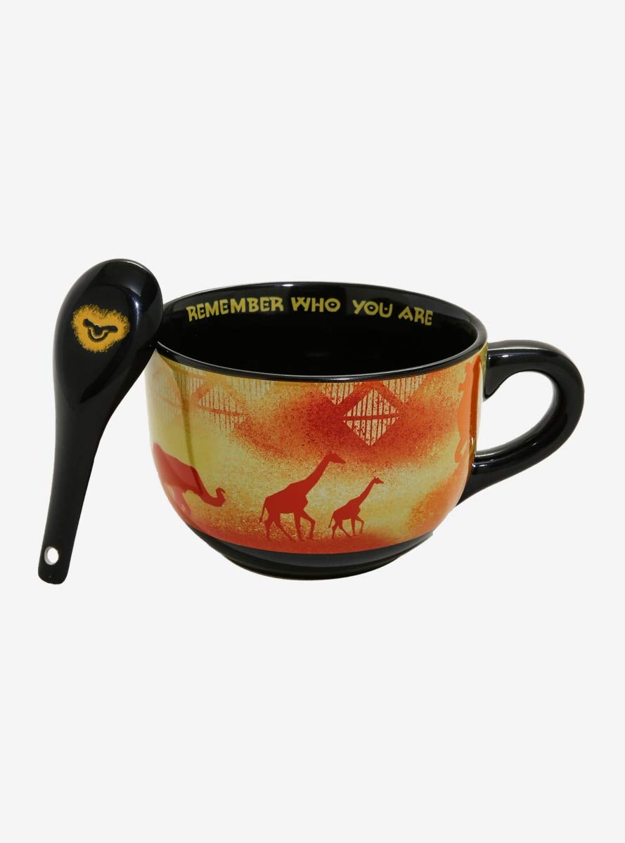 Disney The Lion King Silhouette Soup Mug & Spoon Set - Lion King Themed Ceramic Soup Bowl with Spoon - Perfect for Soups, Cereals, and Hot Drinks at Home or Office
