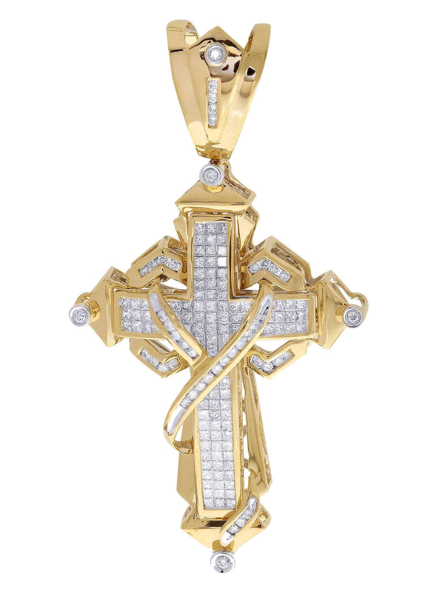 2.71 Carat Diamond Cross Pendant Necklace - 19.95 Grams Solid Gold/Silver Religious Jewelry for Women - Perfect for Baptism, First Communion & Special Occasions