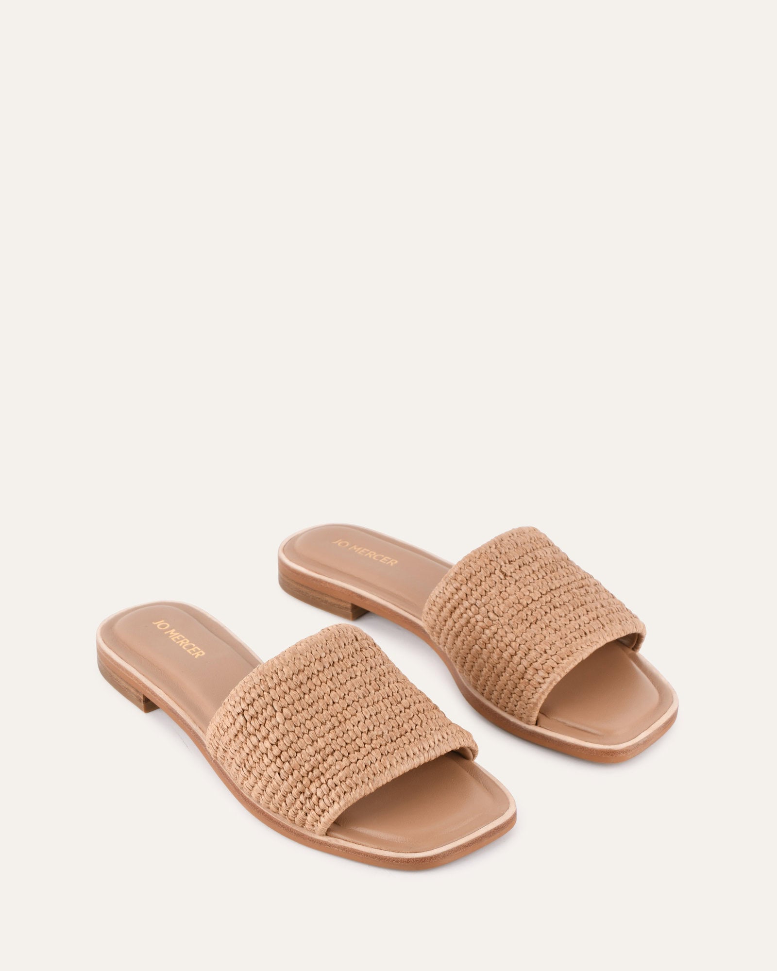Picasso Flat Slide Tan Raffia Sandals - Women's Comfortable Summer Beach Slides for Casual Wear & Vacation Outfits