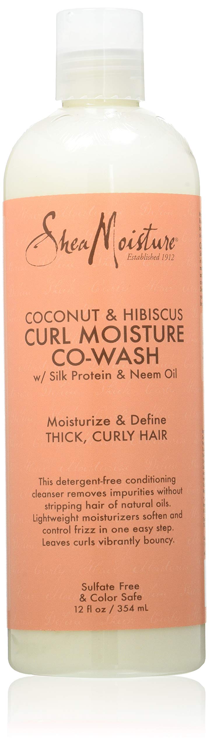 Shea Moisture Coconut & Hibiscus Co-Wash Conditioning Cleanser 12 oz - Sulfate Free Hair Cleanser for Curly & Coily Hair - Perfect for Natural Hair Care & Hydration