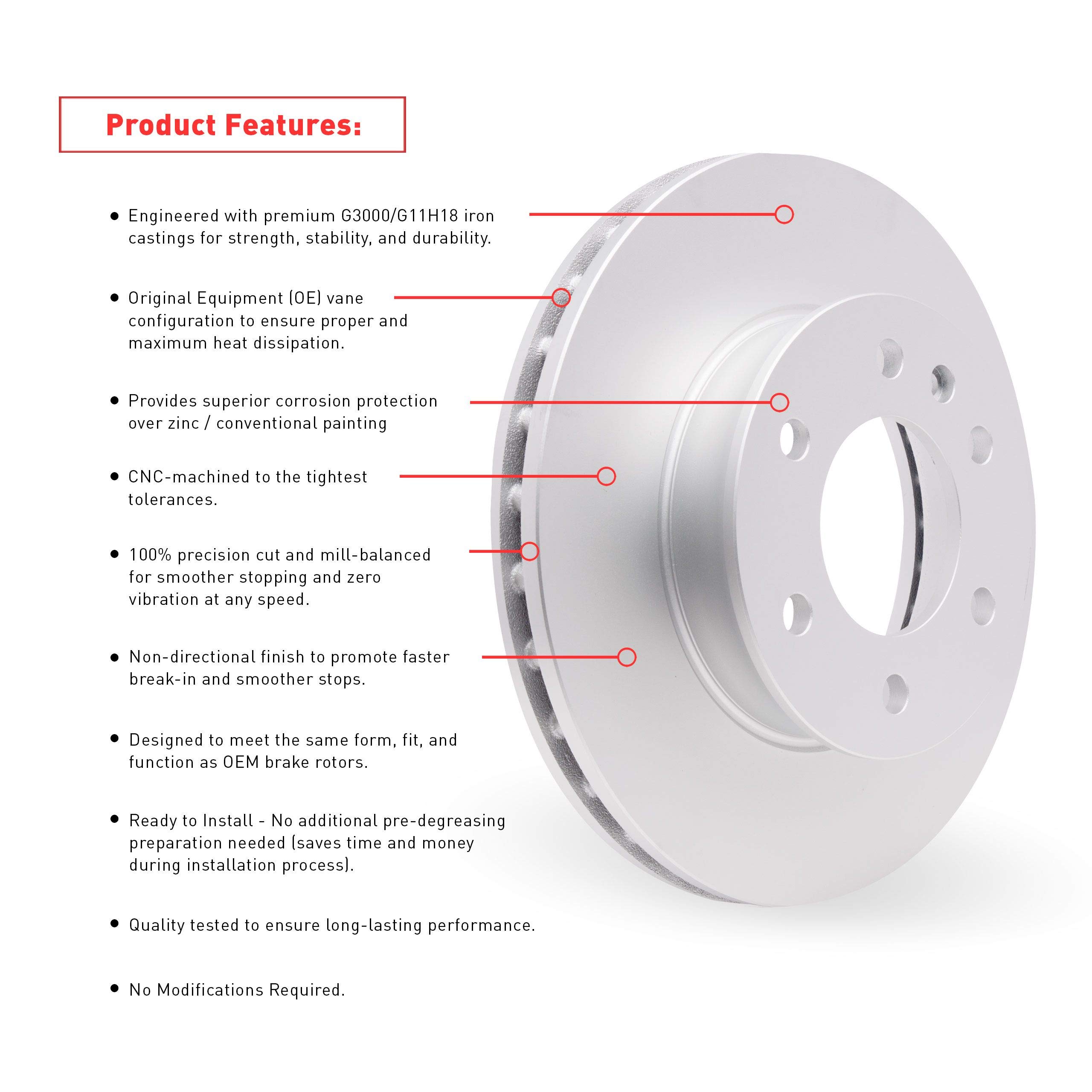 Dynamic Friction Company Premium Ceramic Front Brake Pads & Rotors Kit - High-Performance Braking System for Cars, Trucks & SUVs - Perfect for Daily Commuting & Highway Driving