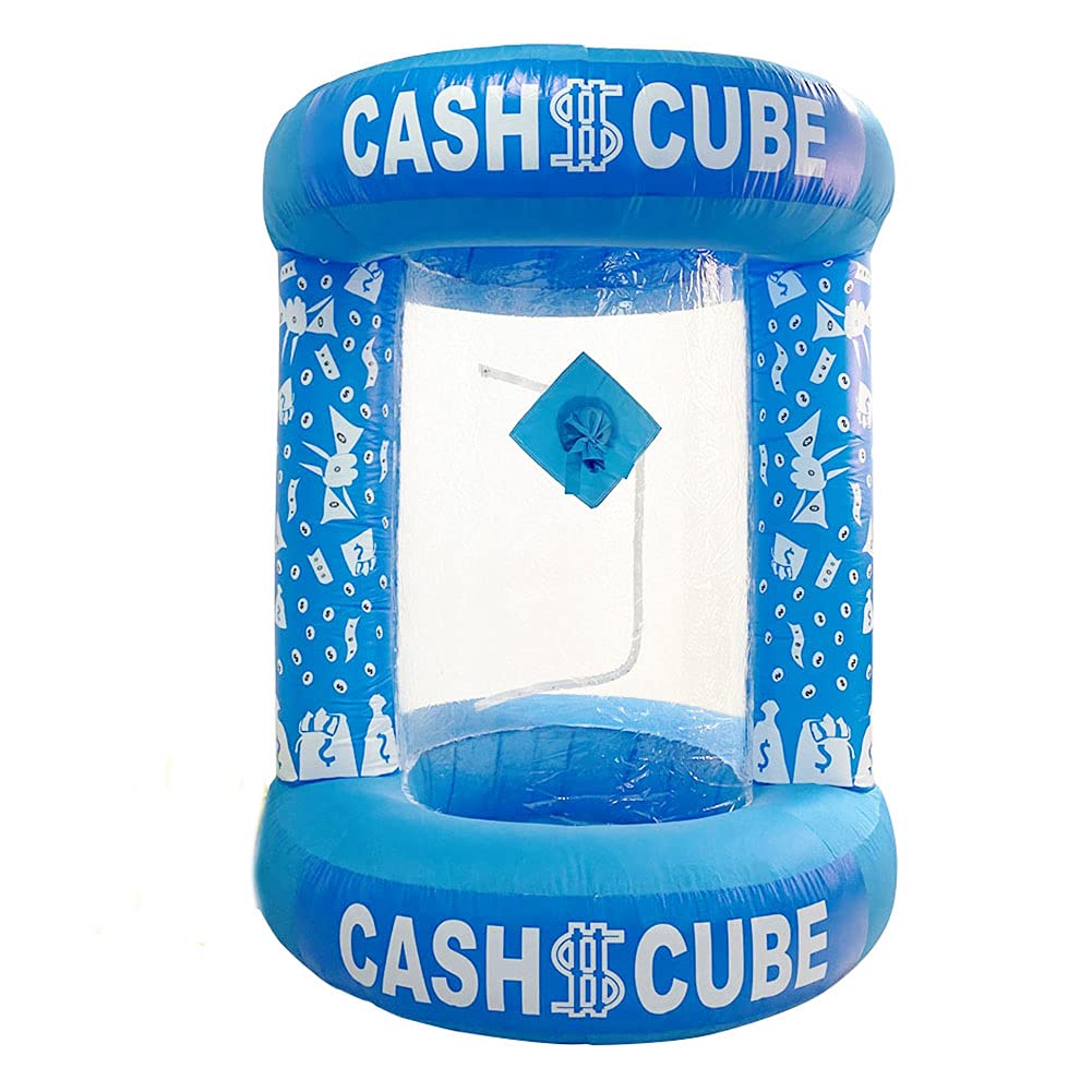 Inflatable Cash Cube Booth Machine - 3D Money Grab Game for Parties & Events (Light Blue) - Perfect for Birthday Celebrations, Corporate Events & Fundraisers