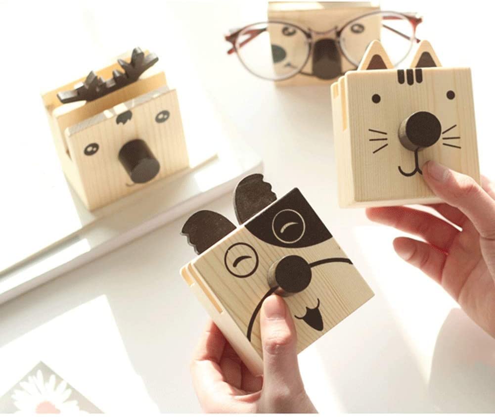Solid Wood Pen Holder with Glasses Frame & Phone Storage - Cute Animal Desk Organizer for Pencils, Pens & Office Supplies - Perfect for Home, Office & School Workspace Organization