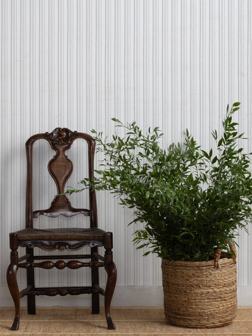 Sugar Paper 'Hatch Stripe' Wallpaper - Silver Sage Green Peel & Stick Removable Wallpaper for Bedroom, Nursery, or Home Office Decor