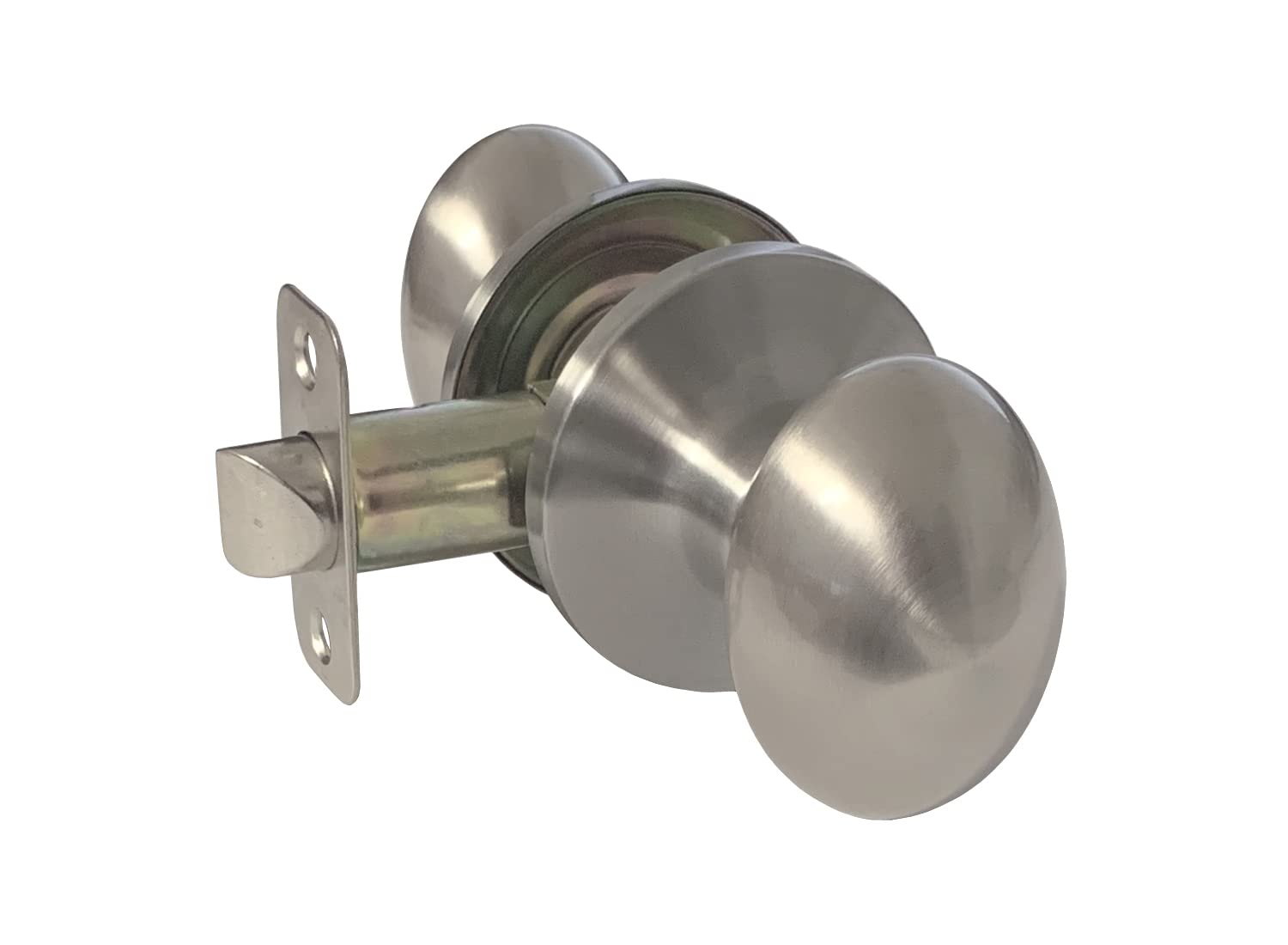 Satin Nickel Oval Egg Door Knob - Passage Hall & Closet Handle (No Lock) - 6093DC - Perfect for Bedrooms, Bathrooms & Interior Doors