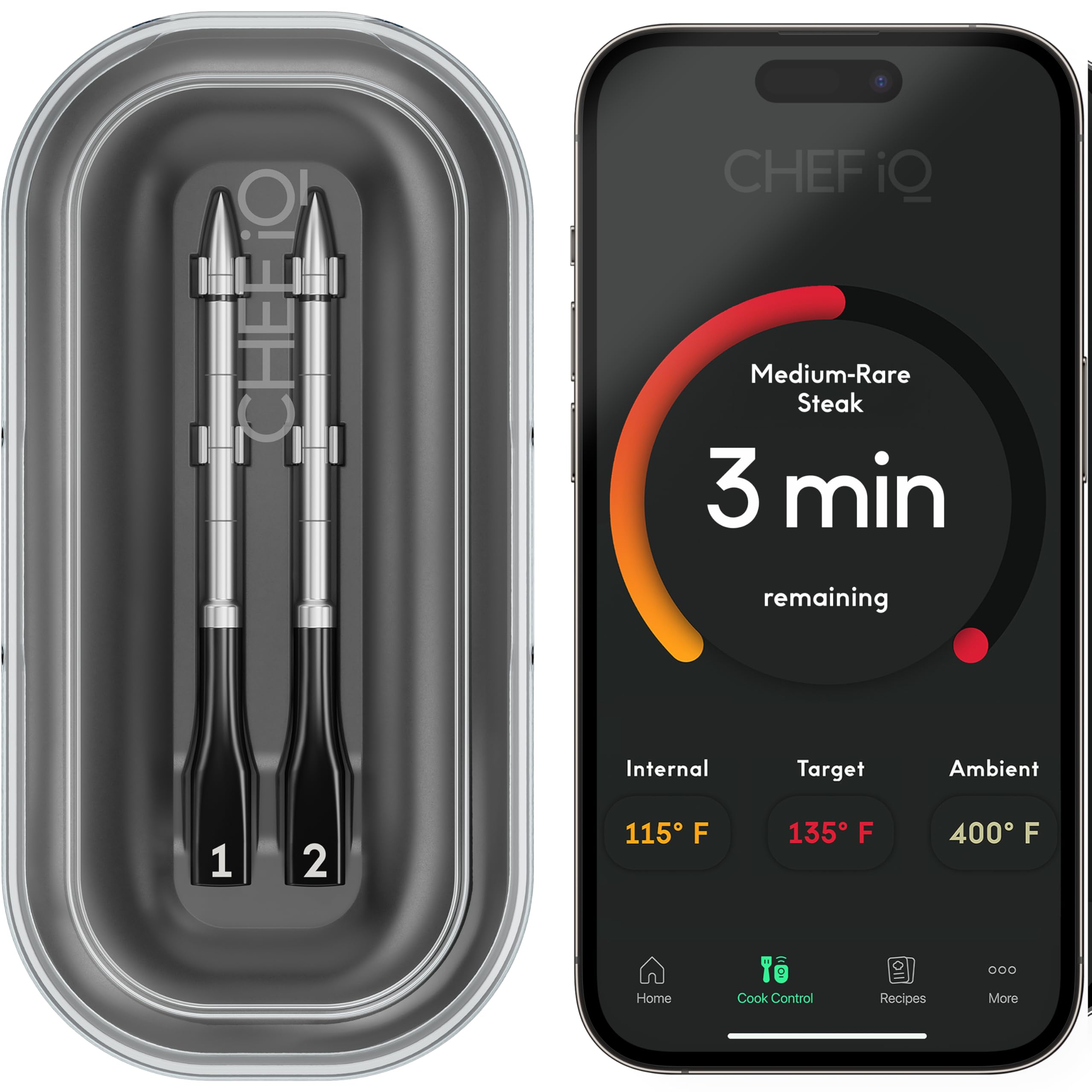 CHEF iQ Sense Smart Wireless Meat Thermometer with 2 Ultra-Thin Probes - Bluetooth BBQ Thermometer for Grilling, Smoking & Oven Cooking - Perfect for Steak, Turkey & Remote Food Monitoring