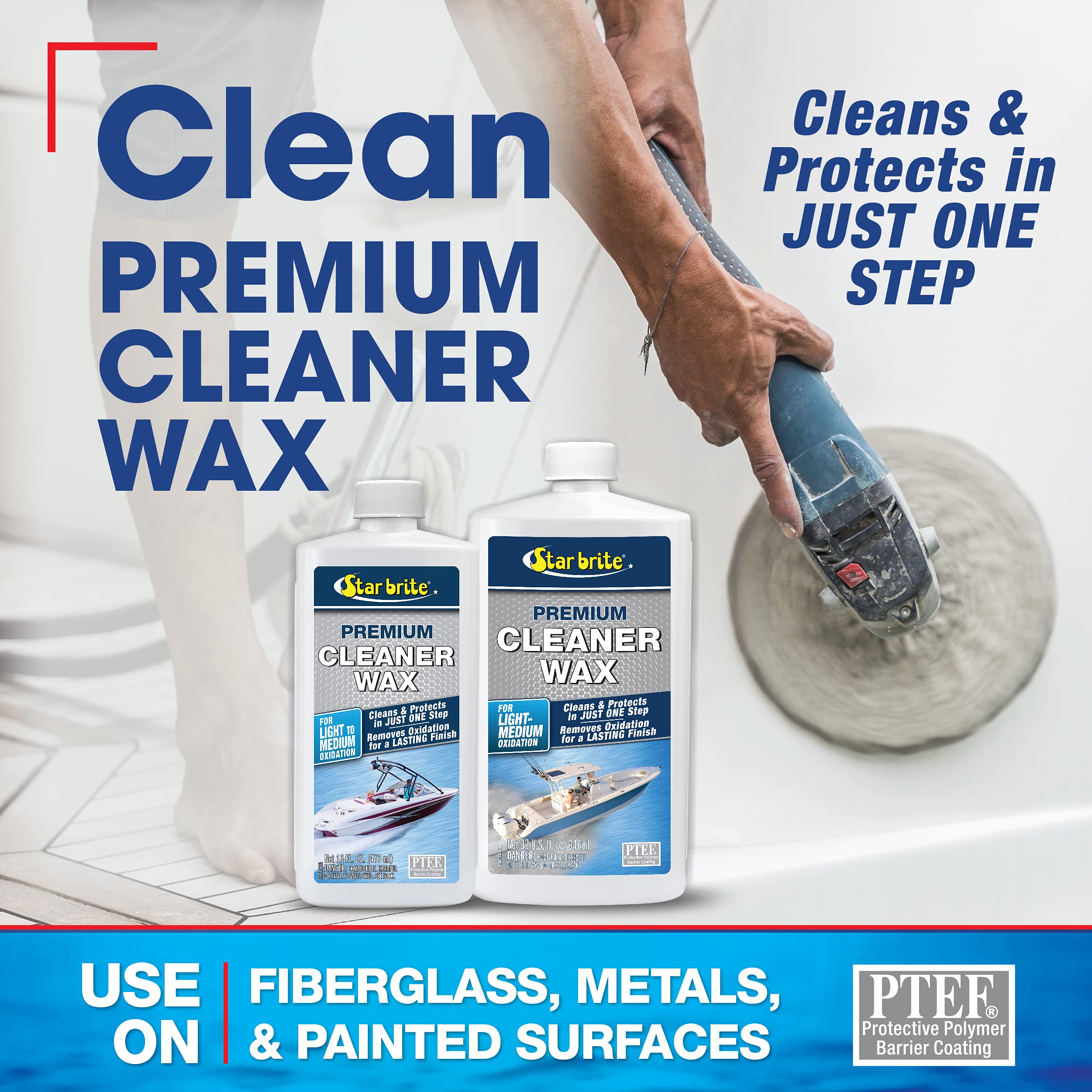 STAR BRITE Premium Marine Cleaner & Wax - Restores Shine & Protects Boats, RVs, Cars | Ideal for Watercraft, Vehicles & Outdoor Surfaces