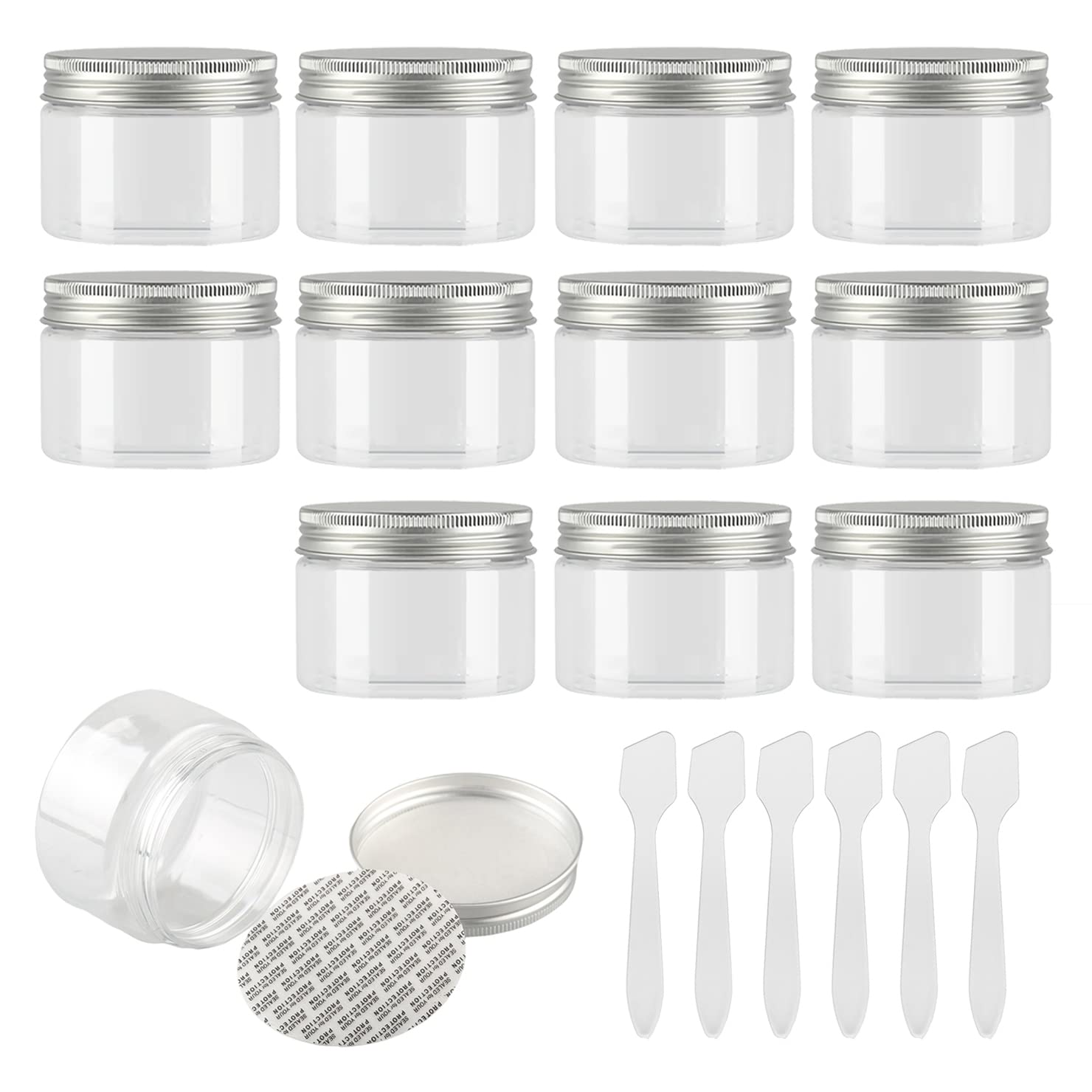 24-Pack 150ml Clear Plastic Cream Jars with Silver Lids - Cosmetic Containers for Makeup, Skincare & Toiletries - Perfect for Face Cream, Travel Size Beauty Products & Home Organization