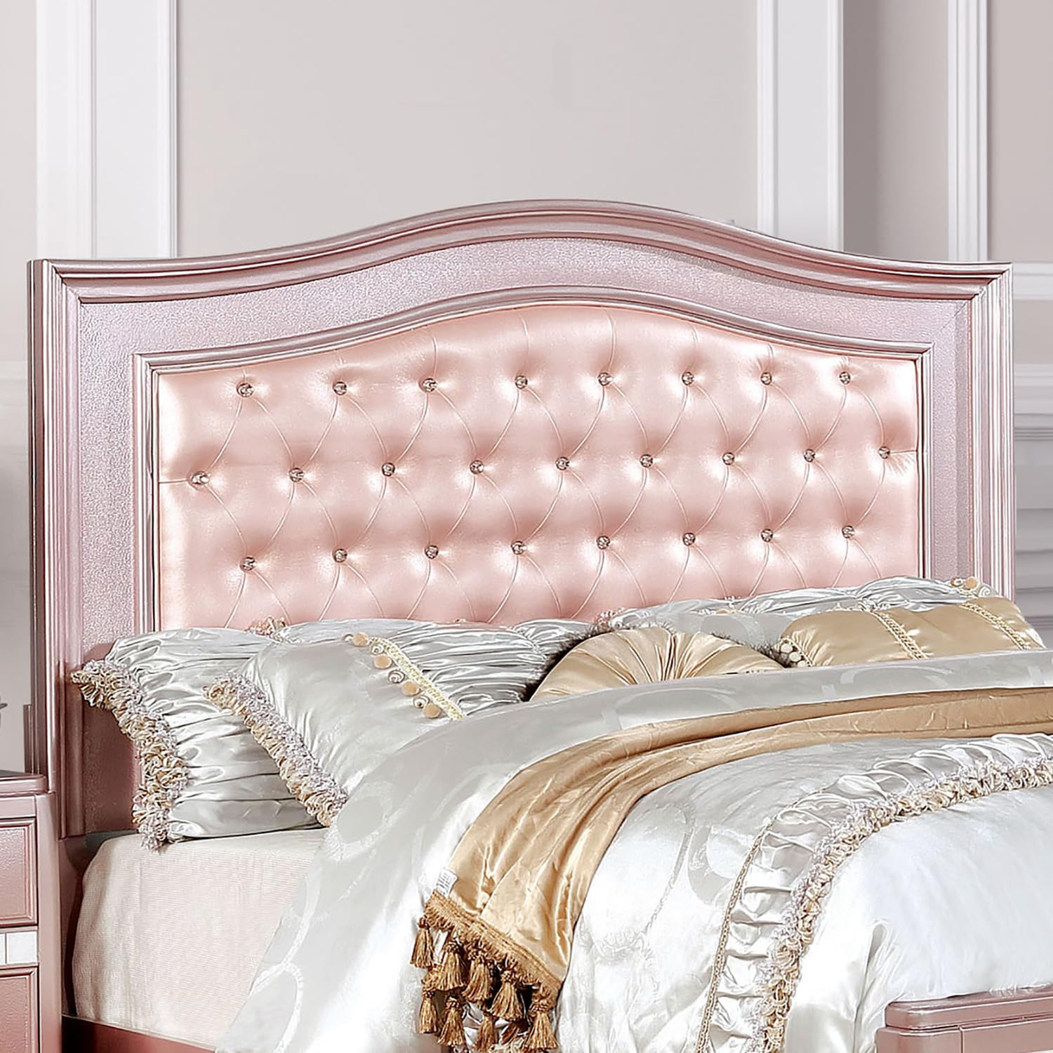 Furniture of America Paisley Contemporary Wood Full Panel Bed in Rose Gold - Modern Bedroom Furniture for Master Suite, Guest Room & Home Decor