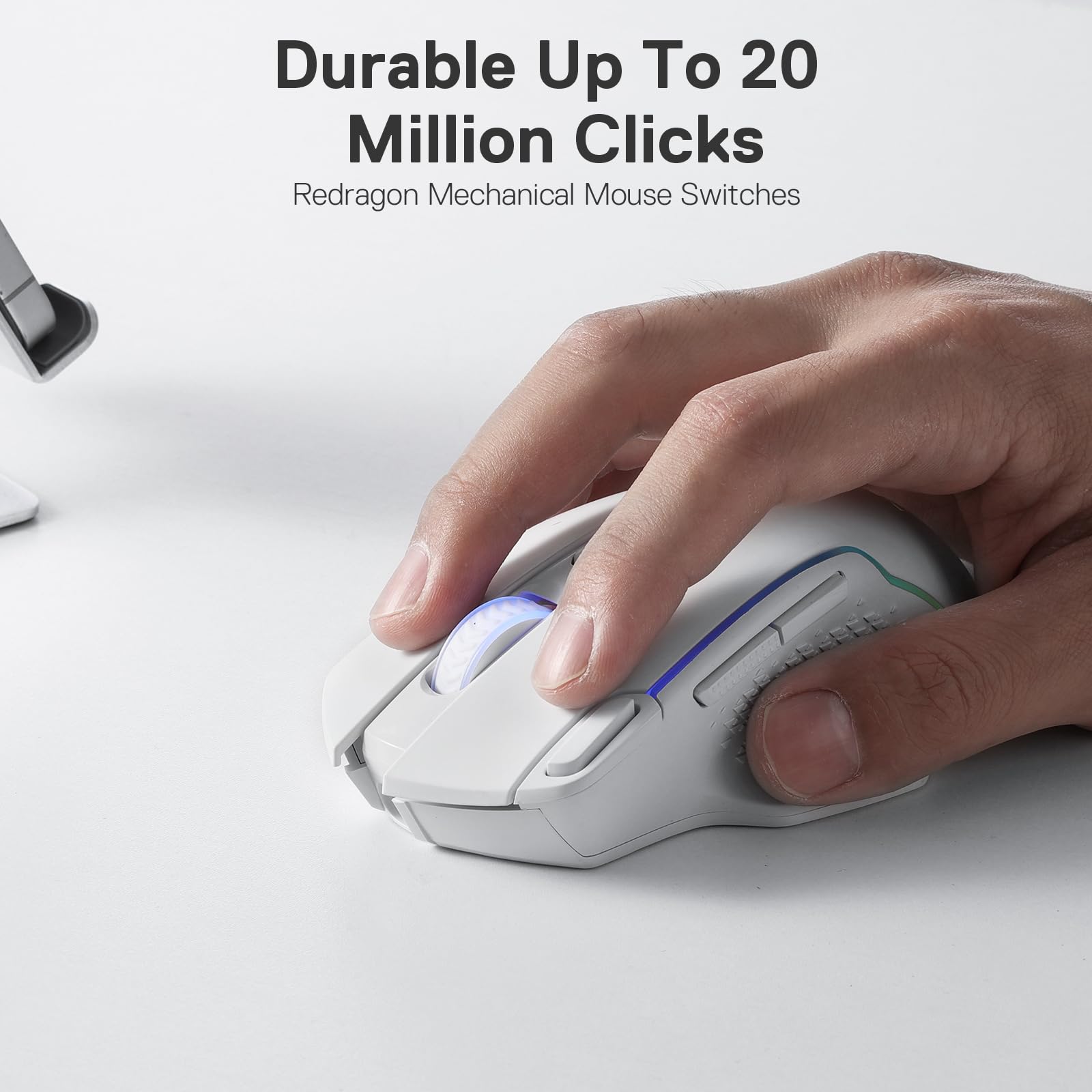 Redragon M810 Pro Wireless Gaming Mouse - 10000 DPI Wired/Wireless Mouse with Rapid Fire Key, 8 Programmable Macro Buttons, 45-Hour Battery Life & RGB Backlighting for PC, Mac, Laptop - Perfect for FPS, MOBA Games and Office Work