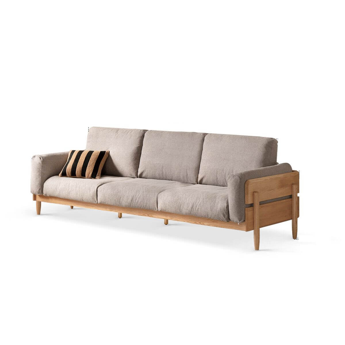 Minimalist 3-Seater Sofa in White, Olive Green & Sepia - Modern Solid Color Couch for Living Room, Lounge & Office