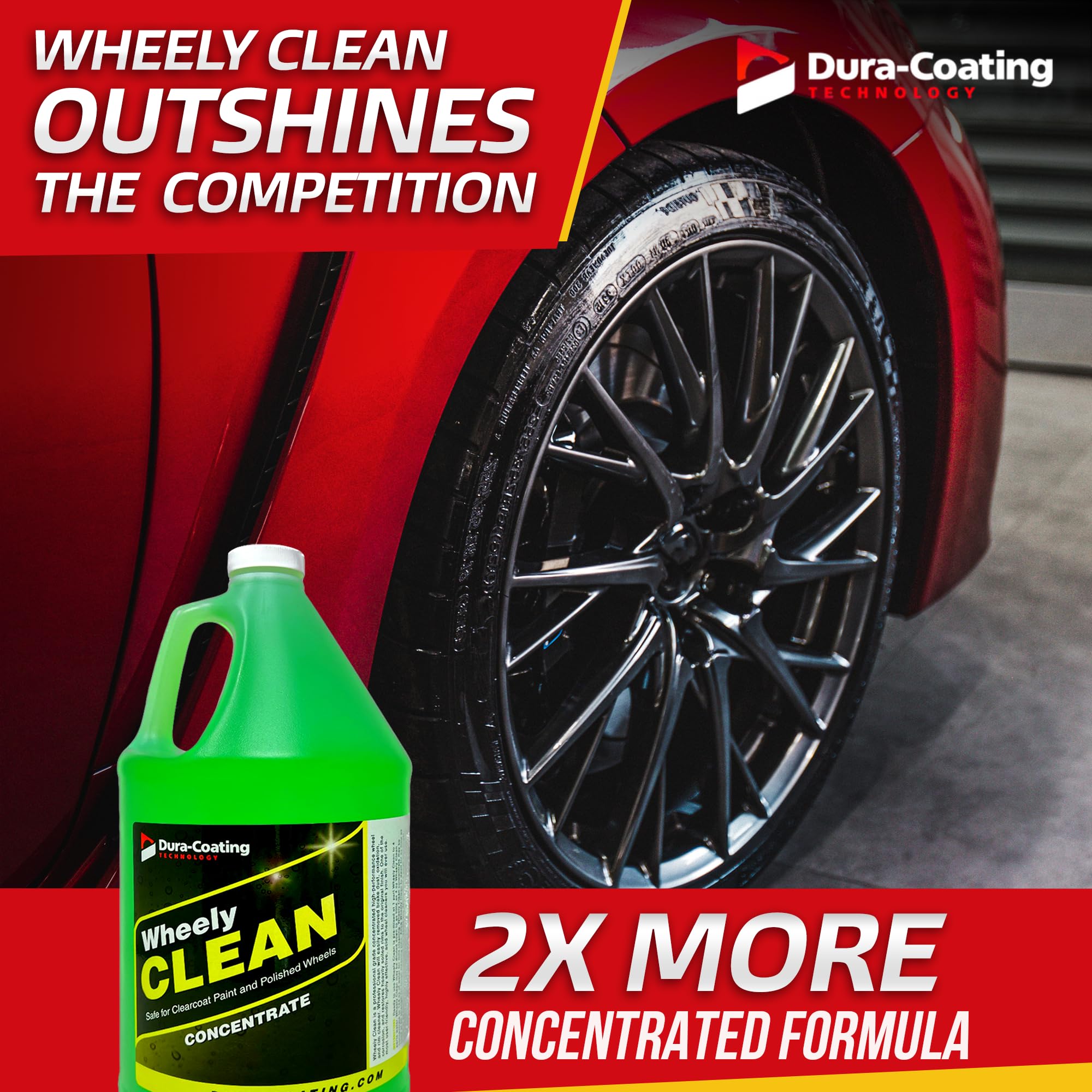 DURA-COATING TECHNOLOGY Wheely Clean Concentrate - Professional Chrome, Clear-Coated & Aluminum Wheel Cleaner - Tire Shine & Rim Cleaner Spray for Car Detailing - 1 Gallon - Perfect for Auto Shops, Car Enthusiasts & DIY Cleaning