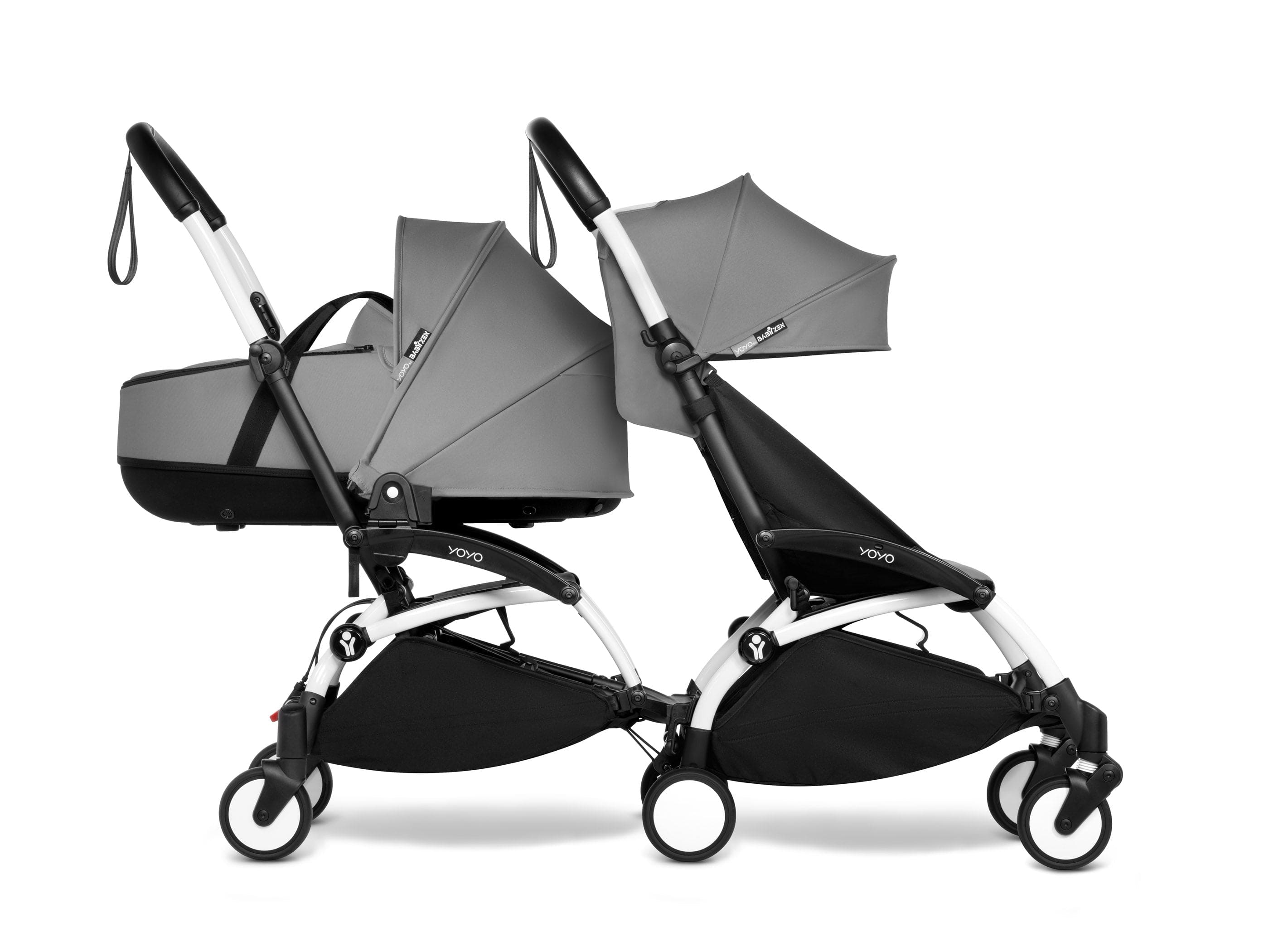 Stokke YOYO 3 Double Stroller for Twins - 6+ Months Front Seat with Bassinet Back - Lightweight Compact Travel Stroller for City Walks & Airplane Travel