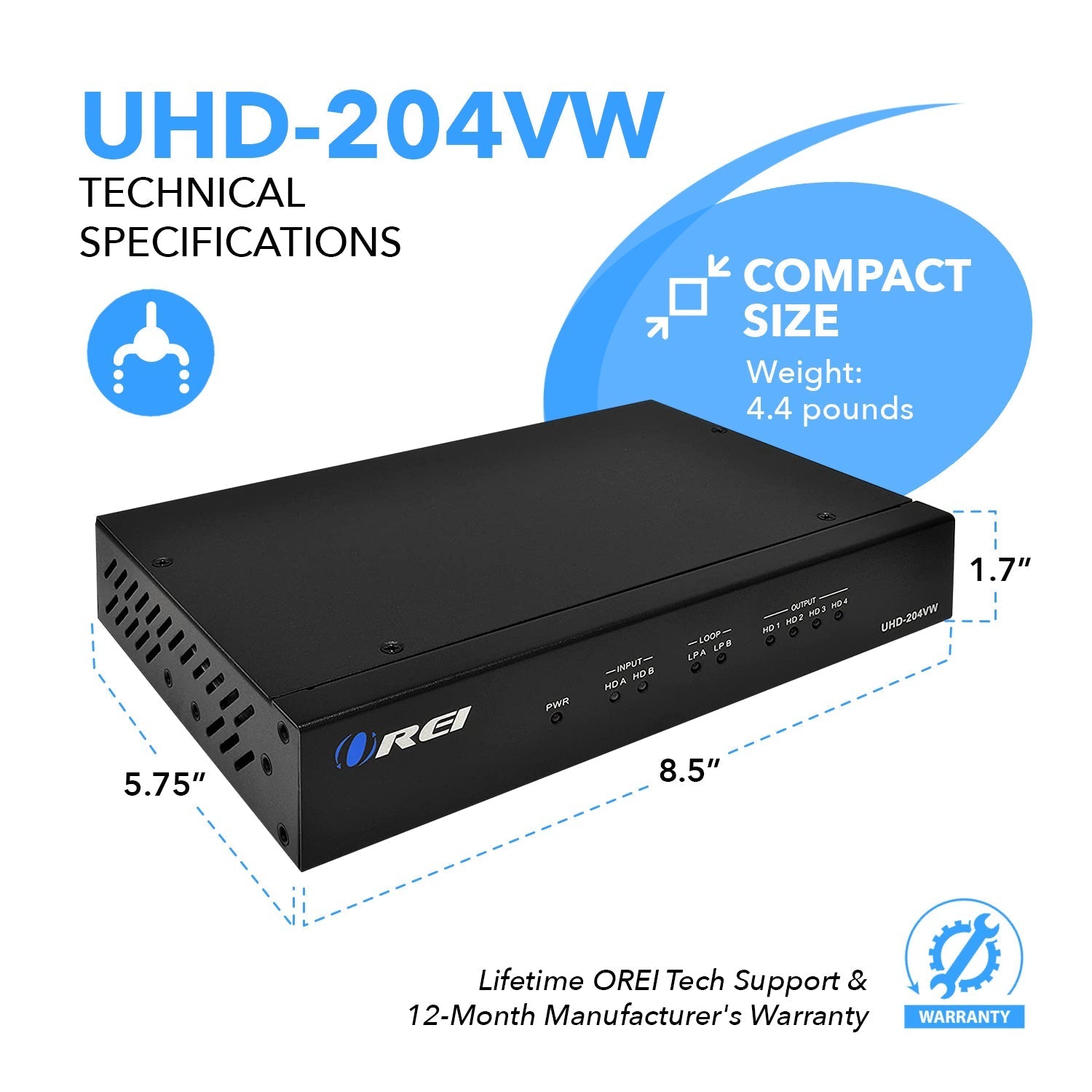 2x4 Video Wall Controller with 180° Rotation - UHD 204VW for Digital Signage, Control Rooms & Conference Rooms