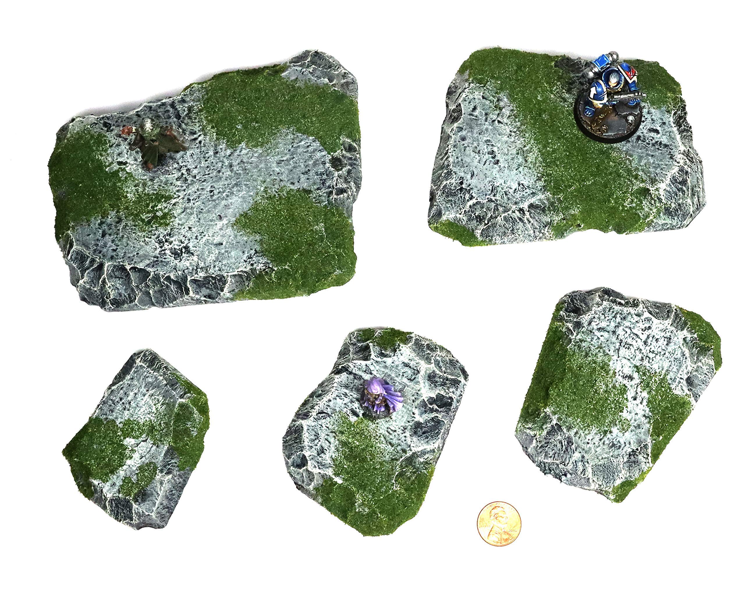 Handmade Mossy Stacking Hills Wargaming Terrain for Tabletop War Games & TTRPGs - Durable Miniature Battle Scenery for Dungeons & Dragons, Warhammer 40K & Fantasy RPG Campaigns
