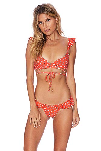 Beach Riot Orange Chloe Bikini Bottom - High Waisted Swimwear for Women, Sexy & Comfortable Swim Shorts | Perfect for Pool Party, Beach Vacation & Summer Getaways