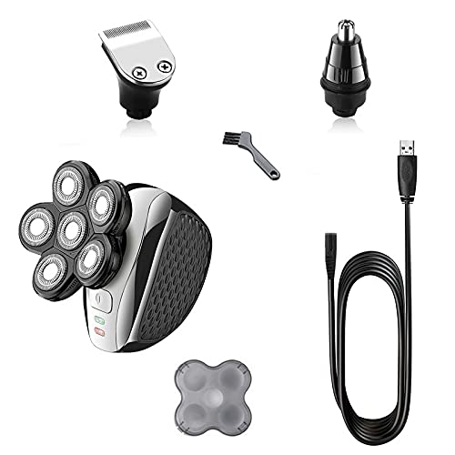 6-Blade Electric Razor for Men - Rechargeable Wet/Dry Shaver with Hair Trimmer & Beard Groomer | Perfect for Travel, Home & Gym Use